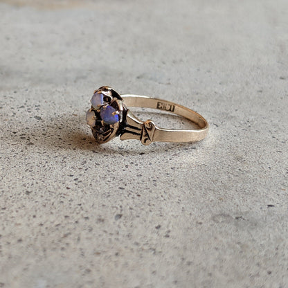 Turn of the Century 14k Diamond Opal Moon Ring