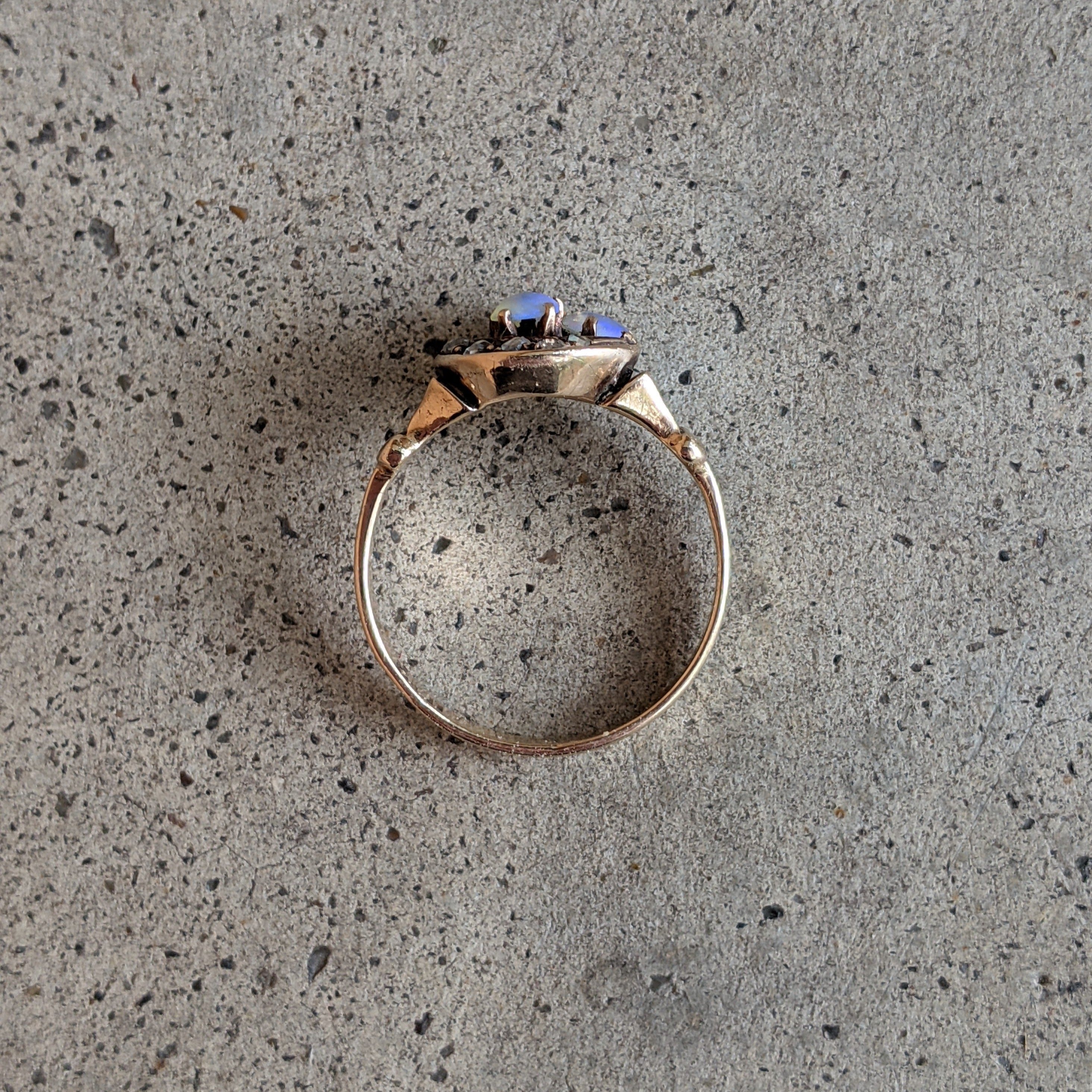 Turn of the Century 14k Diamond Opal Moon Ring