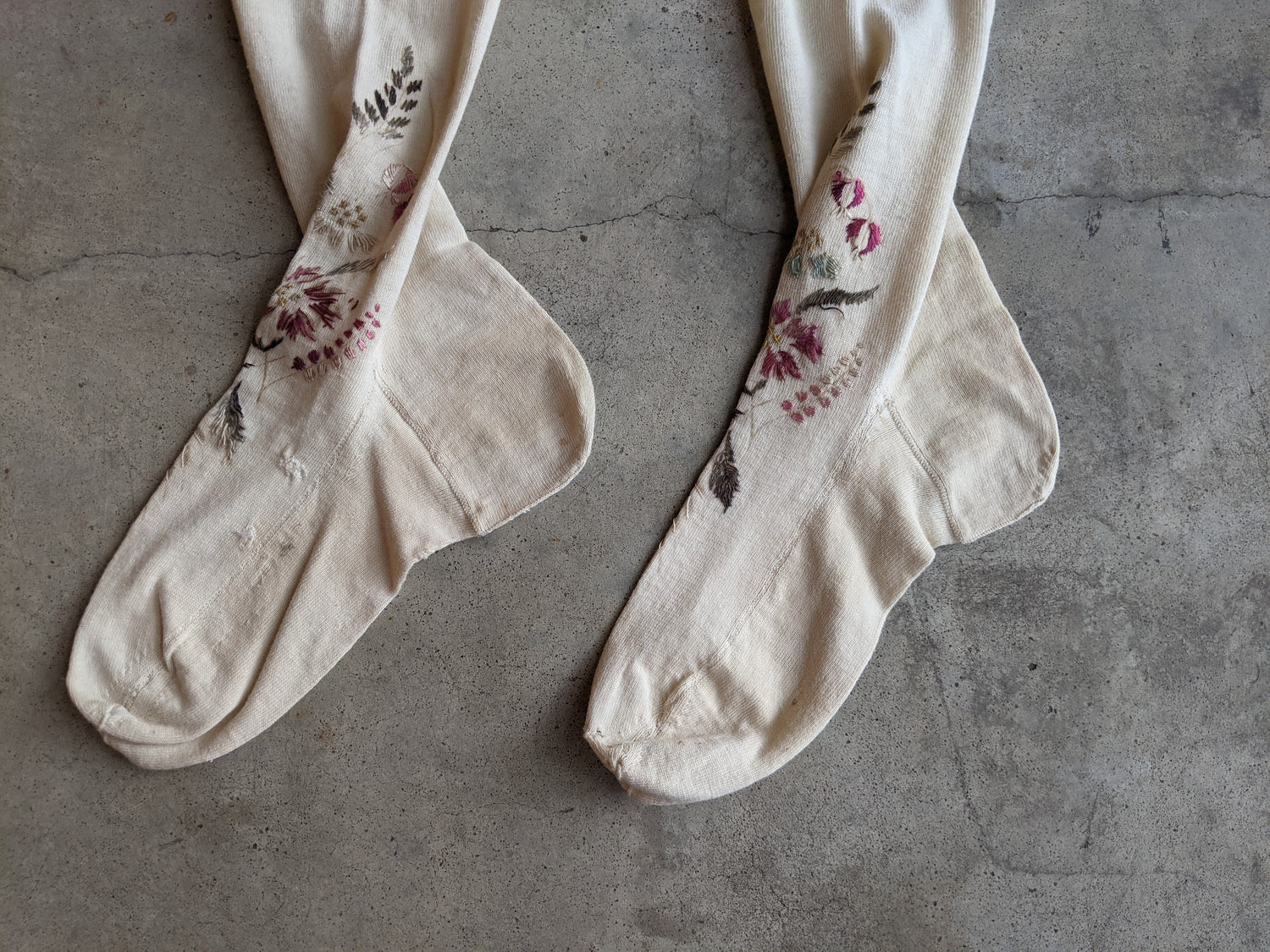 Antique Embroidered Stockings
