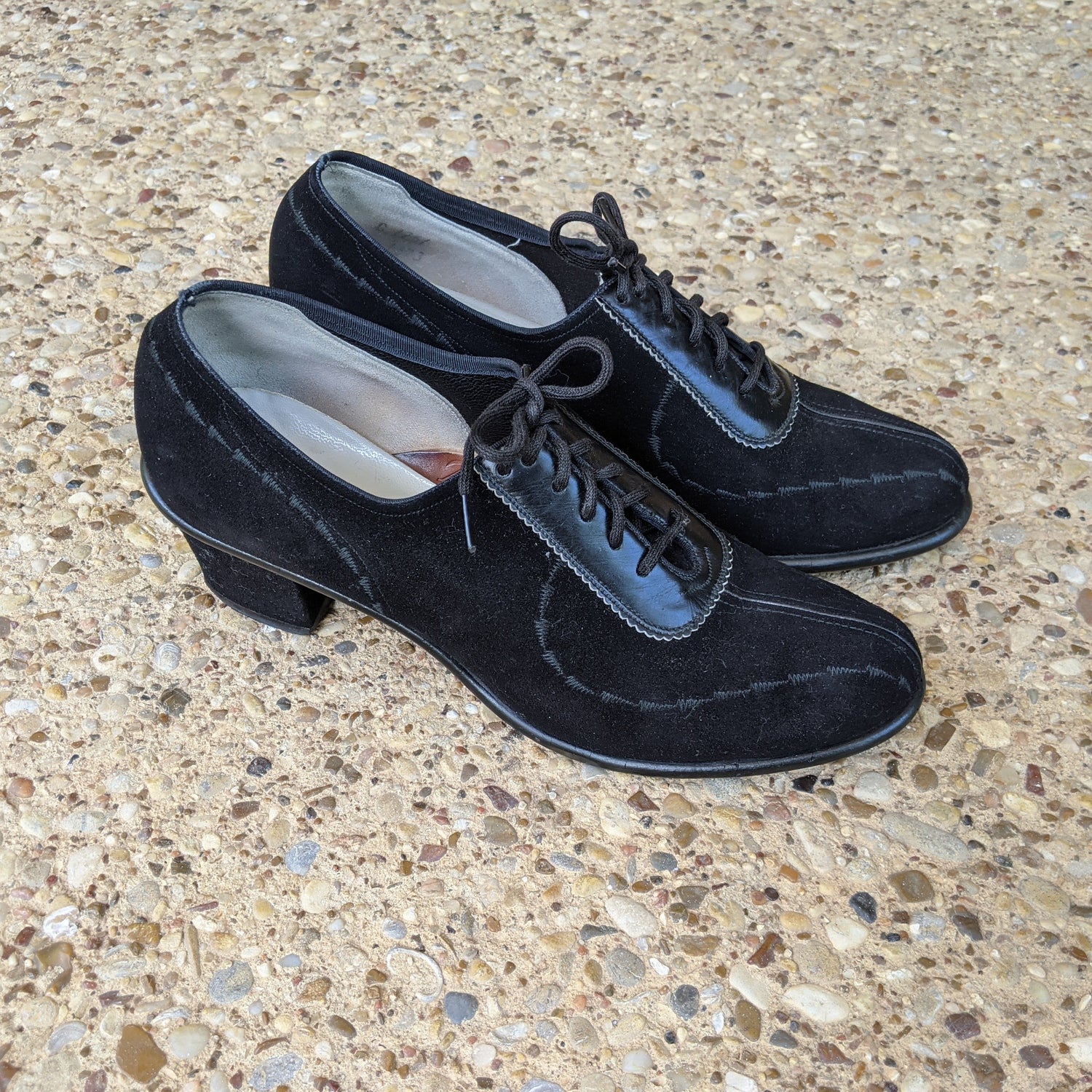 1950s Lace Up Suede Oxfords | Sz 7