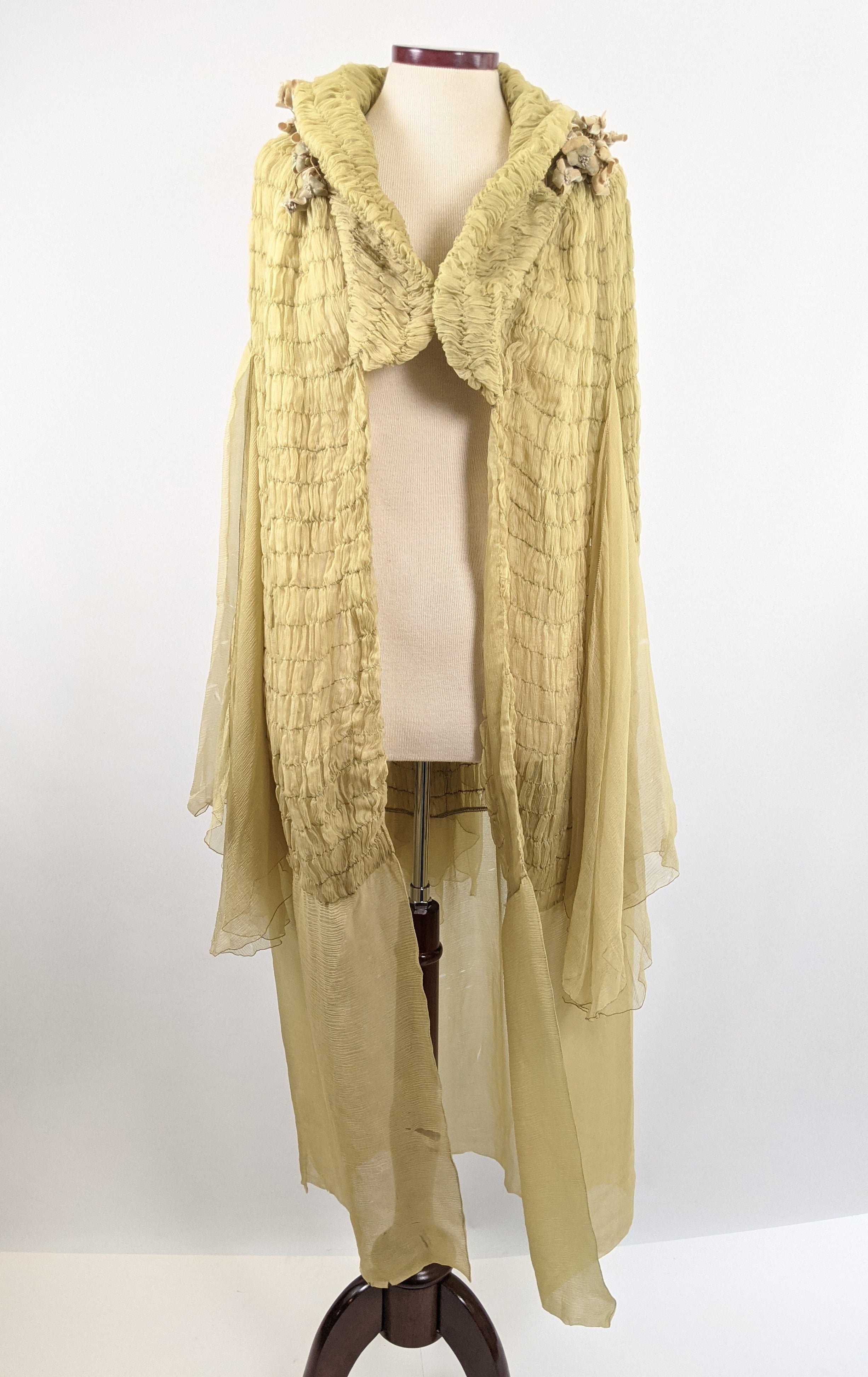 1910s-1920s Chartreuse Chiffon Cape | Study + Display