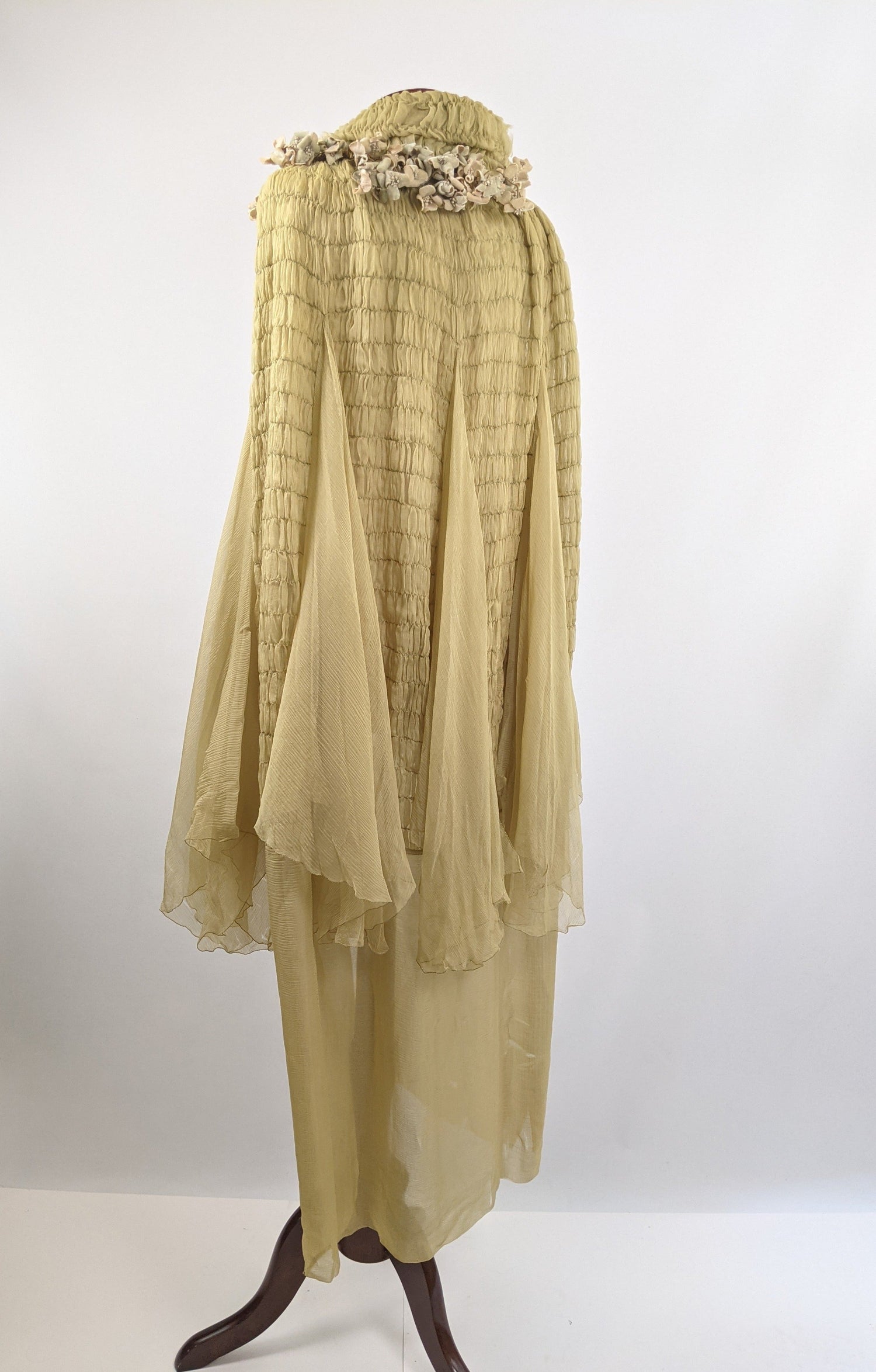 1910s-1920s Chartreuse Chiffon Cape | Study + Display