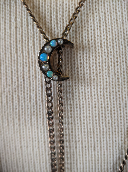 1900s-1910s Opal + Seed Pearl Slide Chain