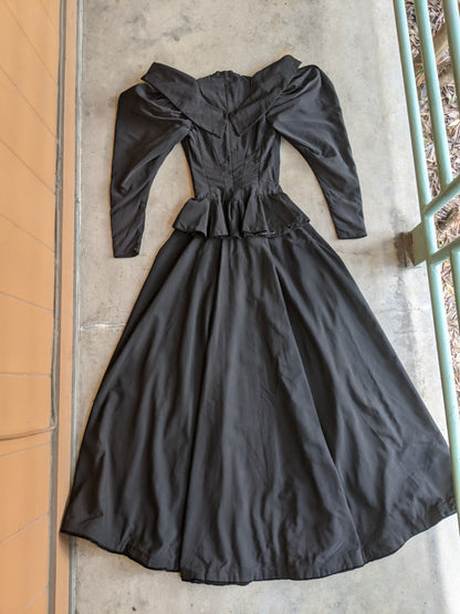 1890s Black Bodice + Skirt/Petticoat Ensemble