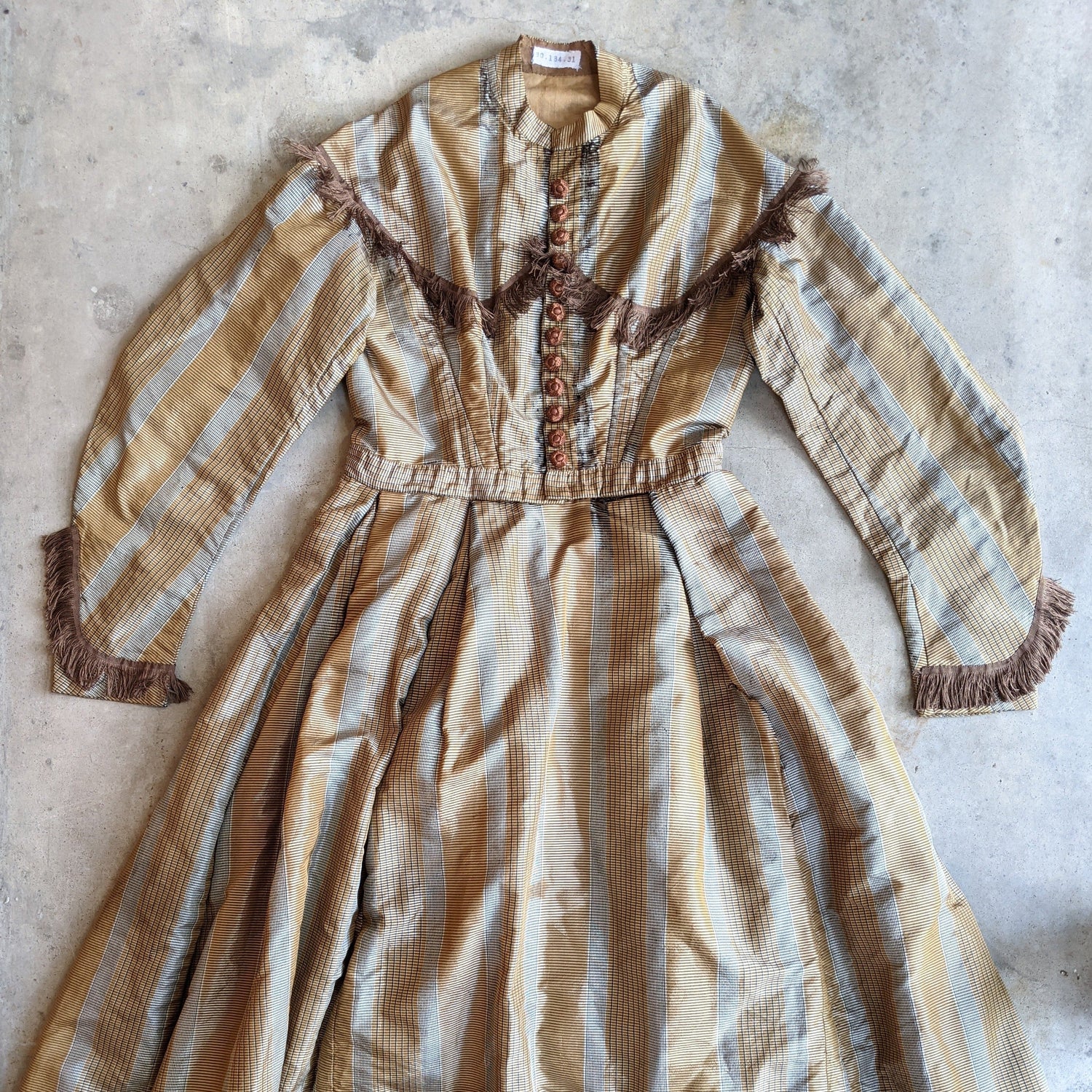 1860s Earth Tones Silk Gown