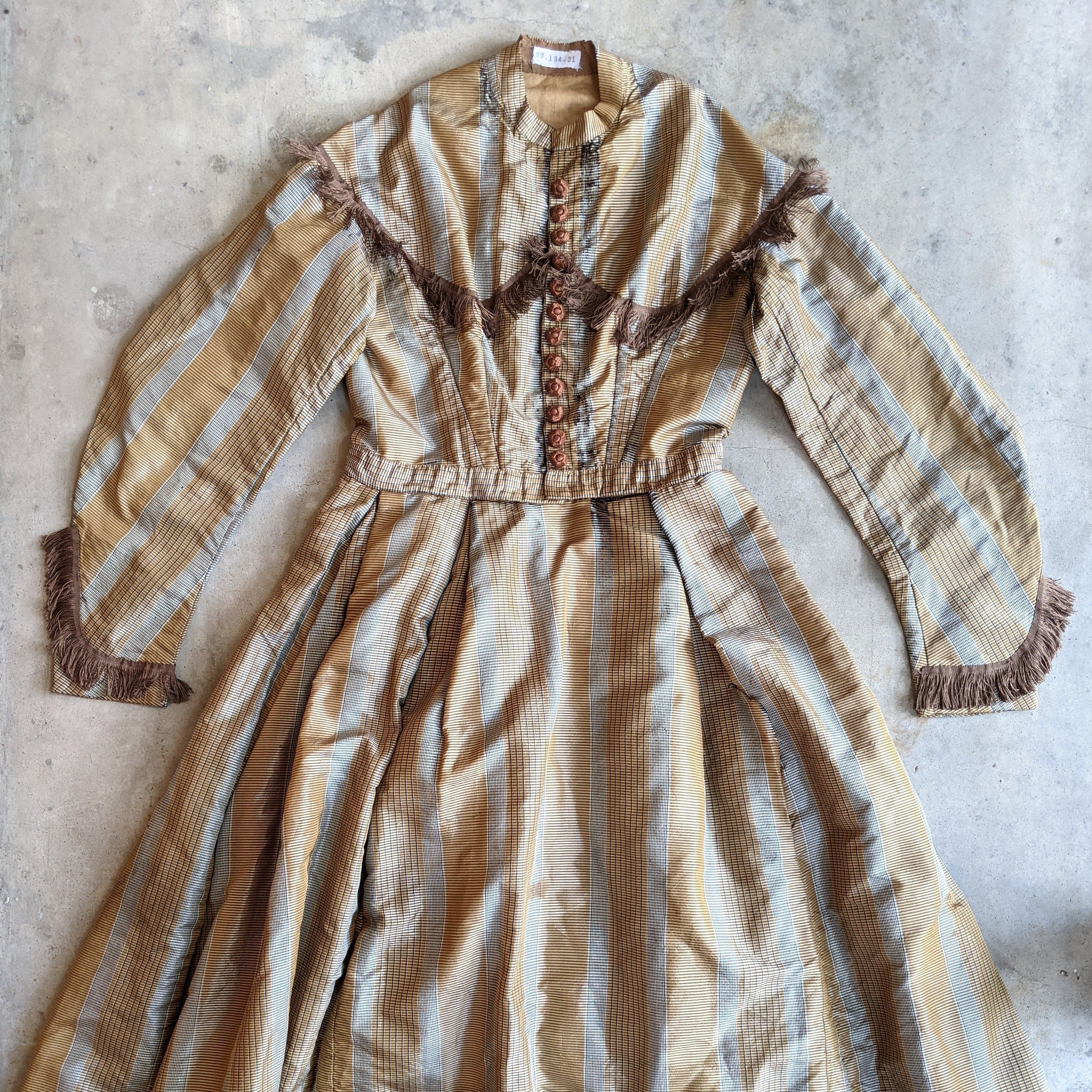 1860s Earth Tones Silk Gown