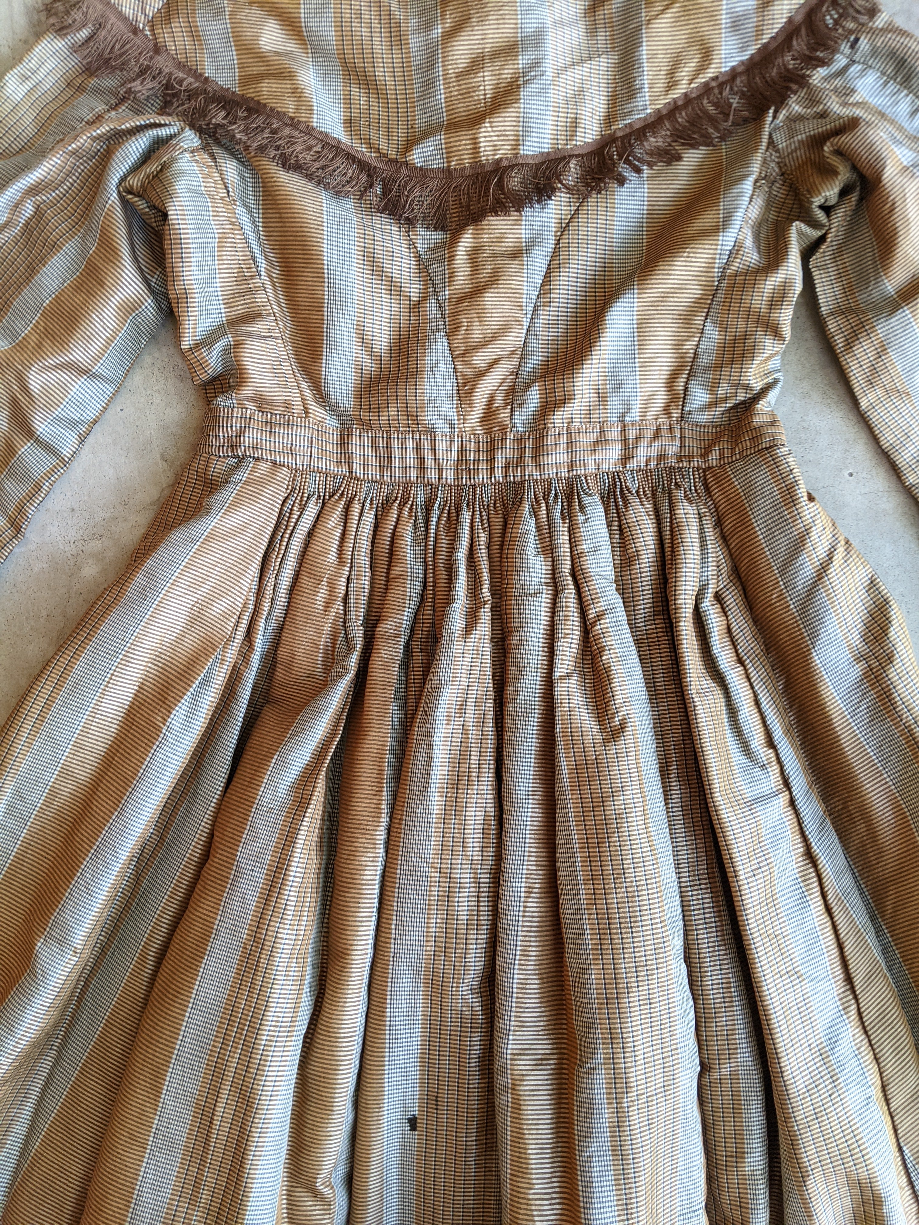 1860s Earth Tones Silk Gown