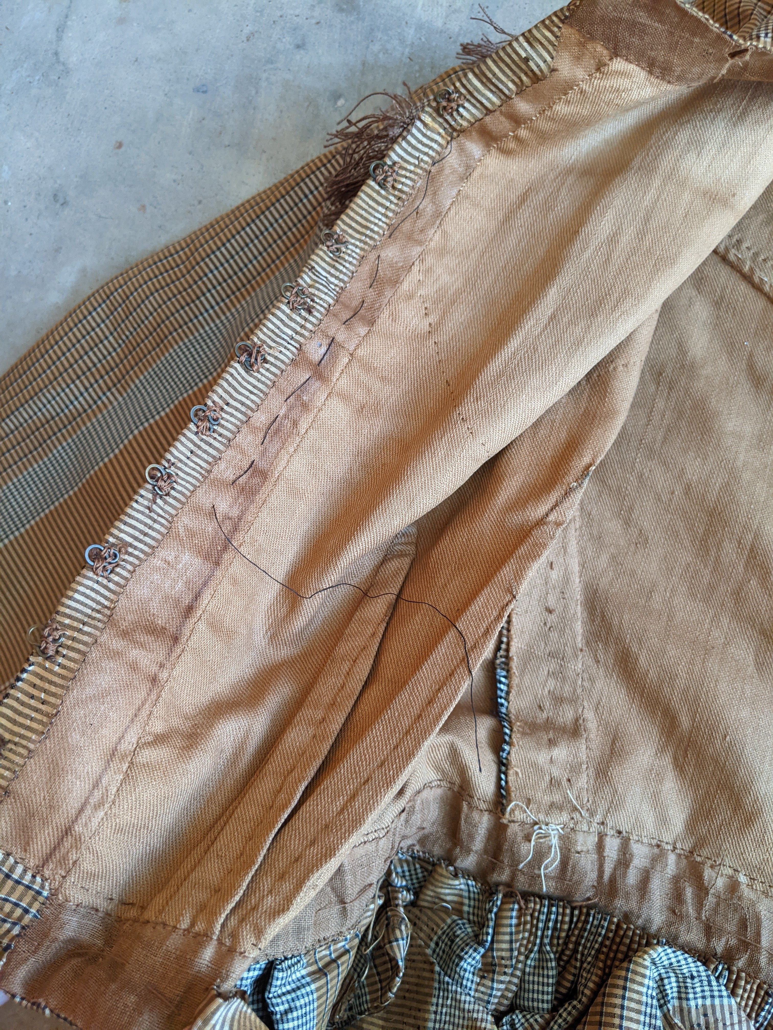 1860s Earth Tones Silk Gown