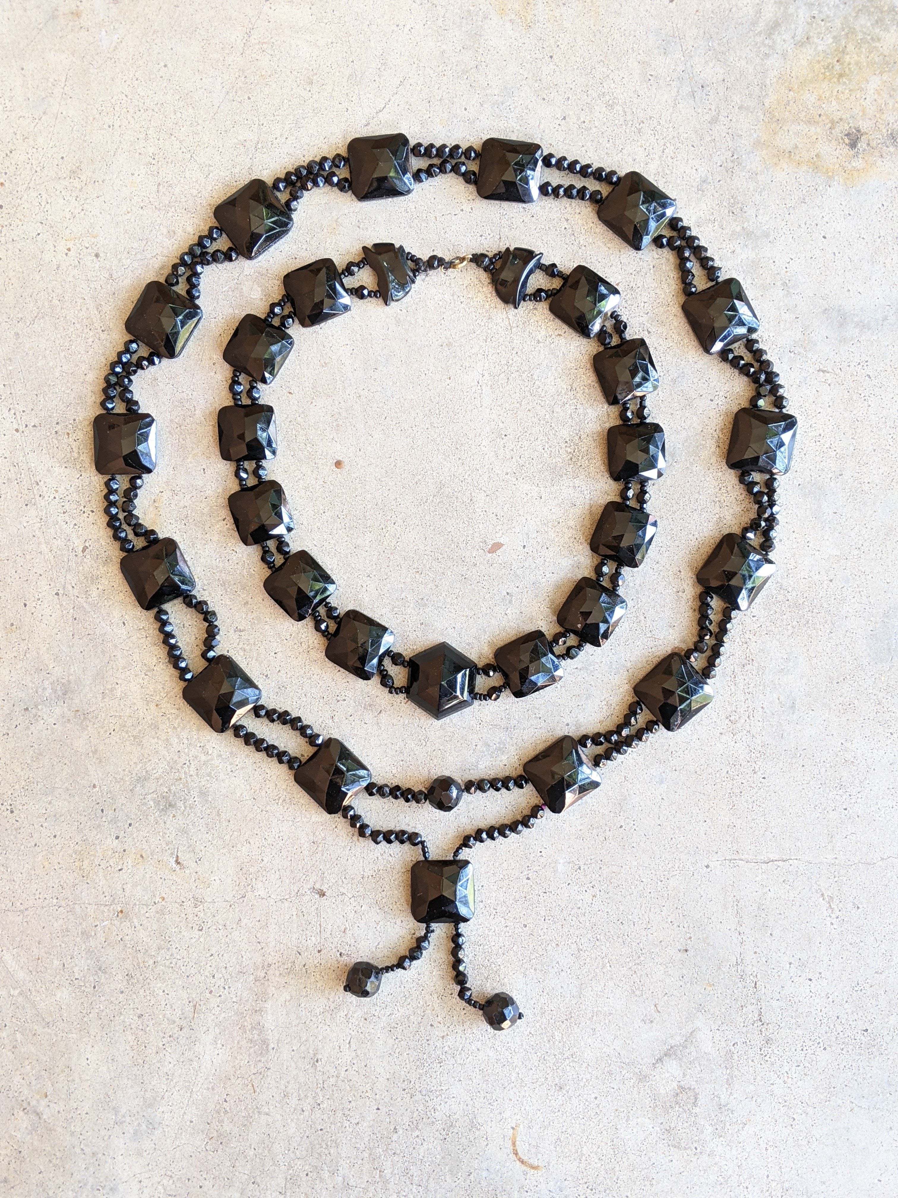 Art Deco French Jet Necklace Set | 2 Pc