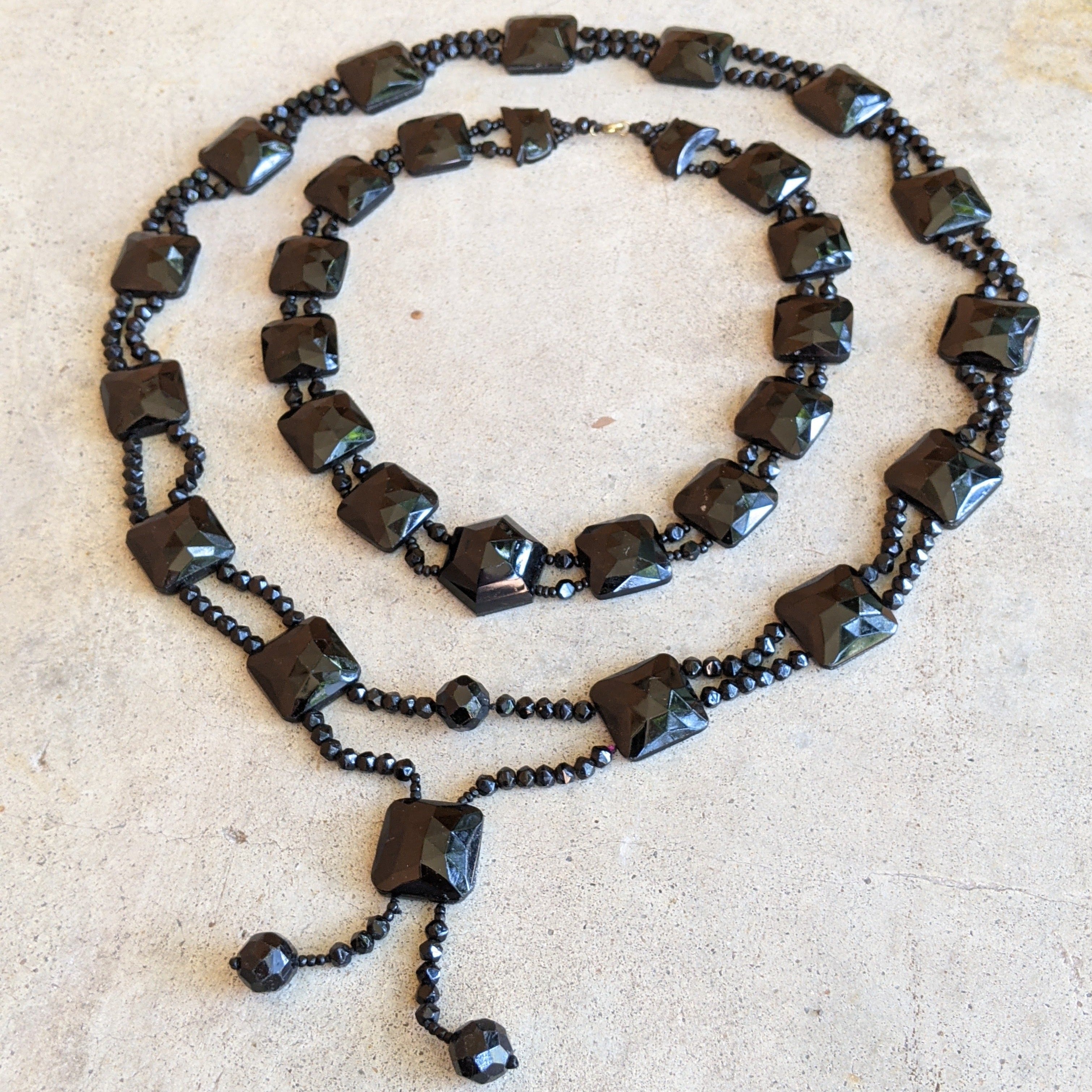 Art Deco French Jet Necklace Set | 2 Pc