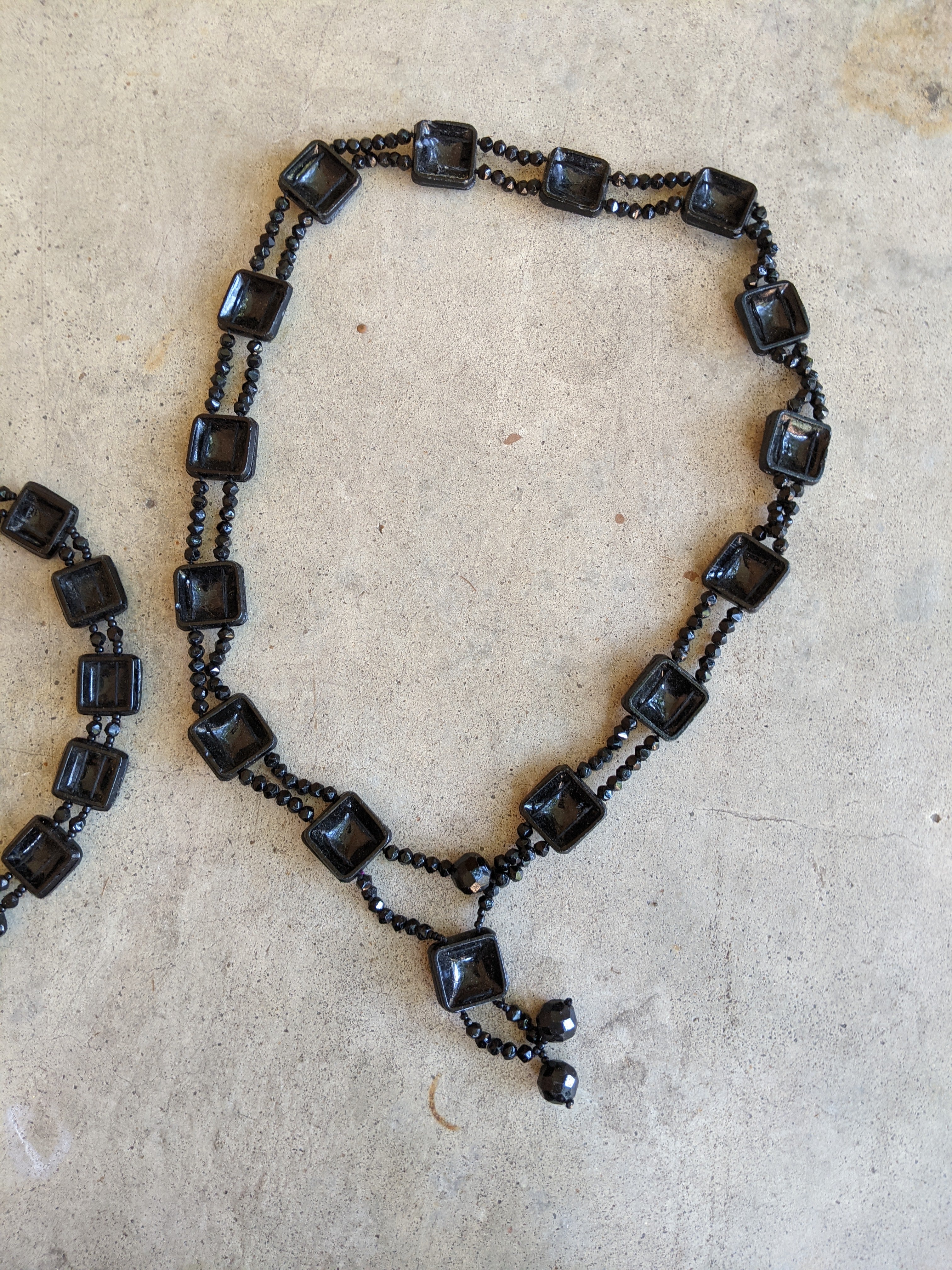 Art Deco French Jet Necklace Set | 2 Pc