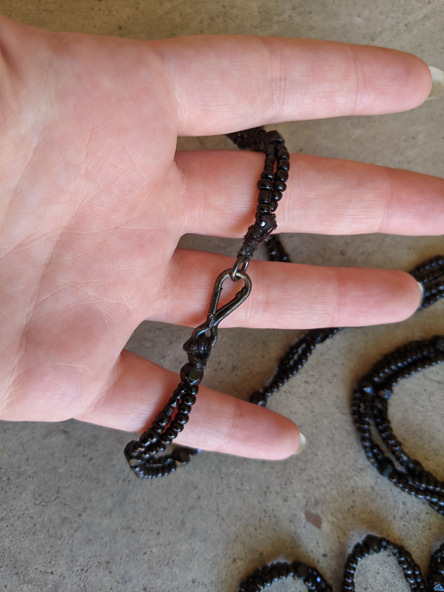 1920s French Jet Long Guard Chain