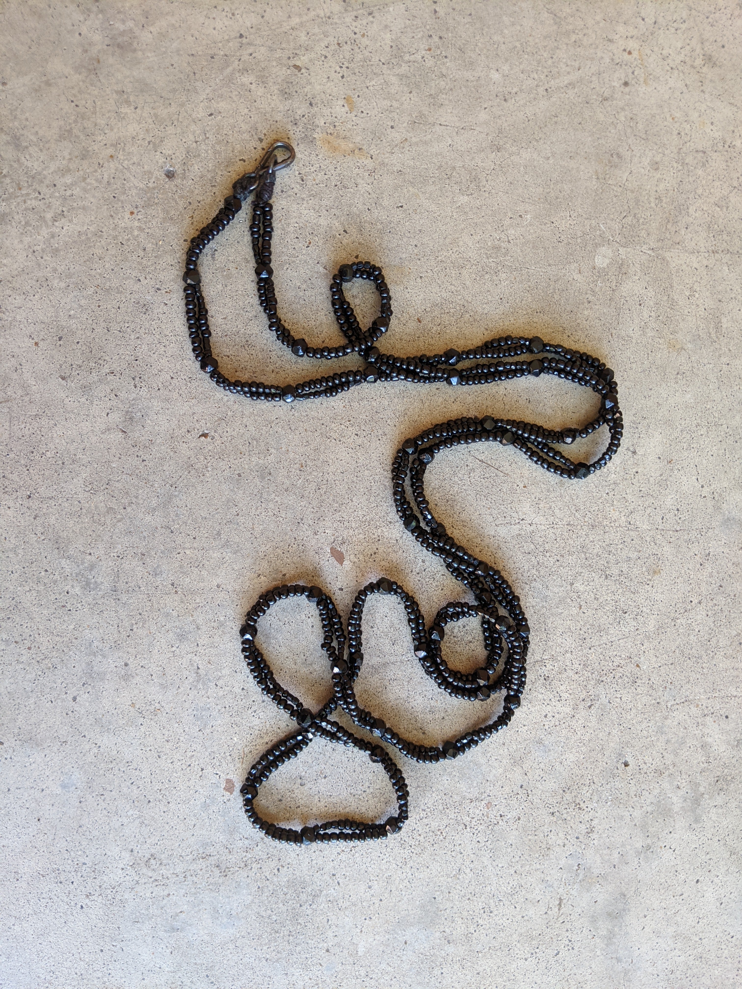 1920s French Jet Long Guard Chain