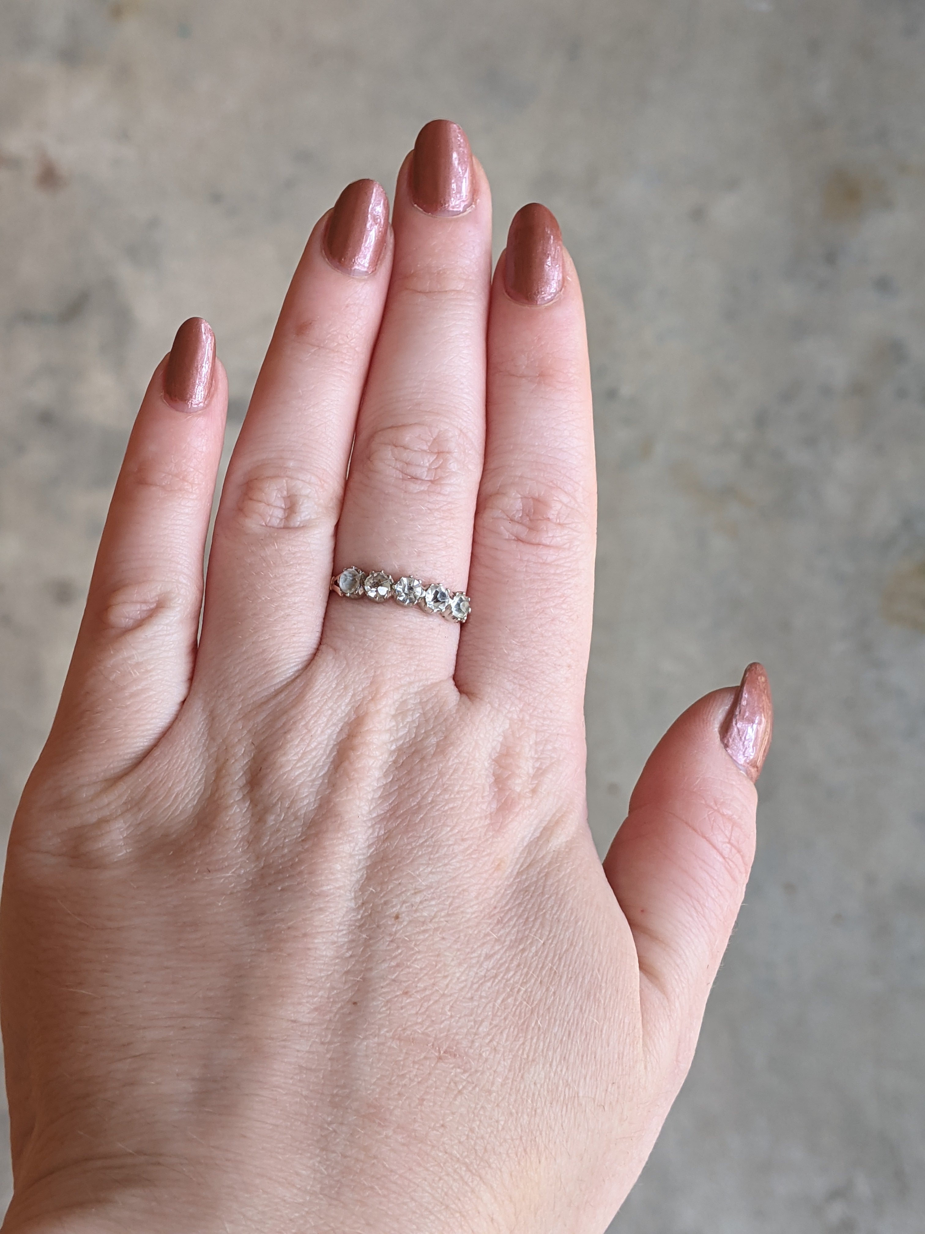 Georgian Black Dot Paste Gold + Silver Ring