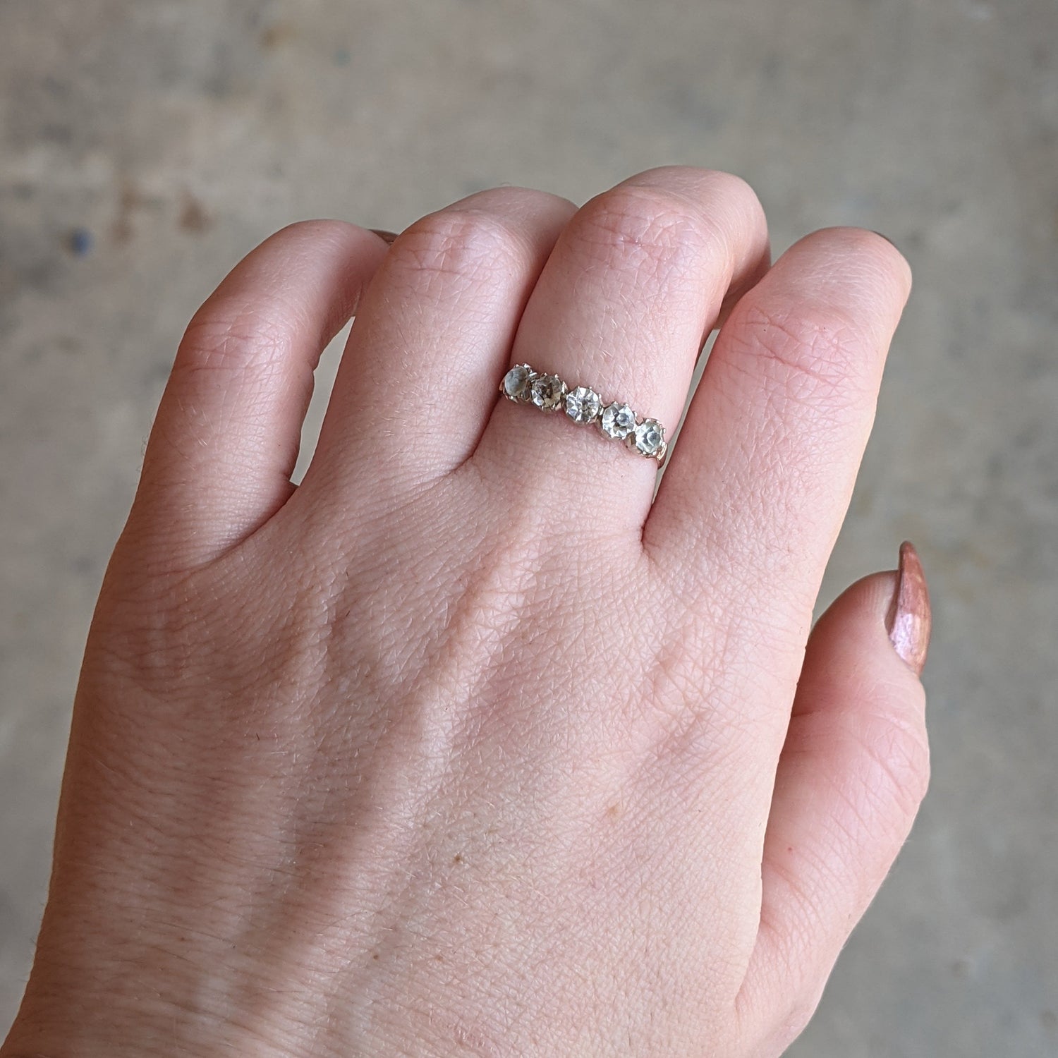 Georgian Black Dot Paste Gold + Silver Ring