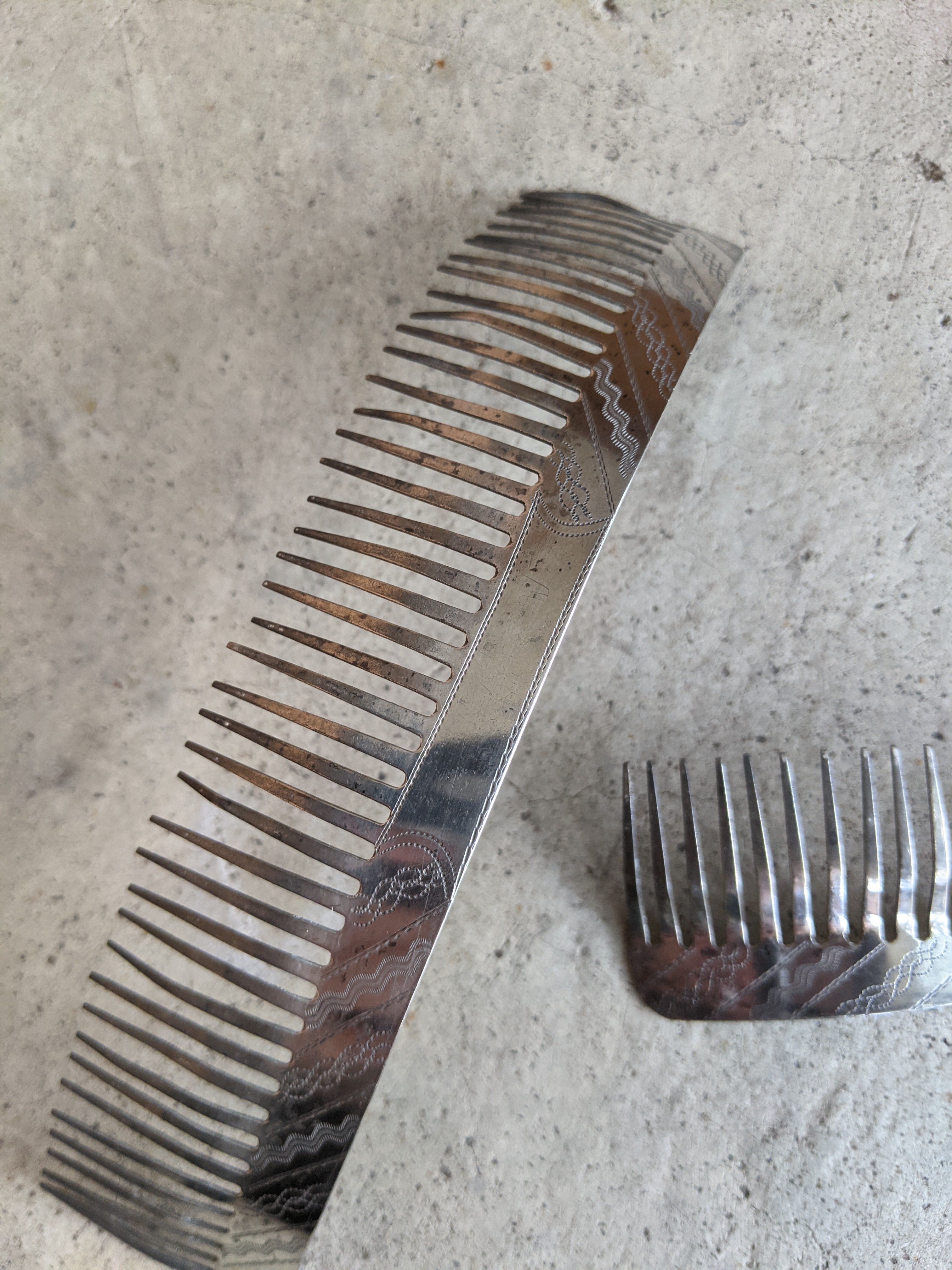 19th C. Silver Hair Comb Set