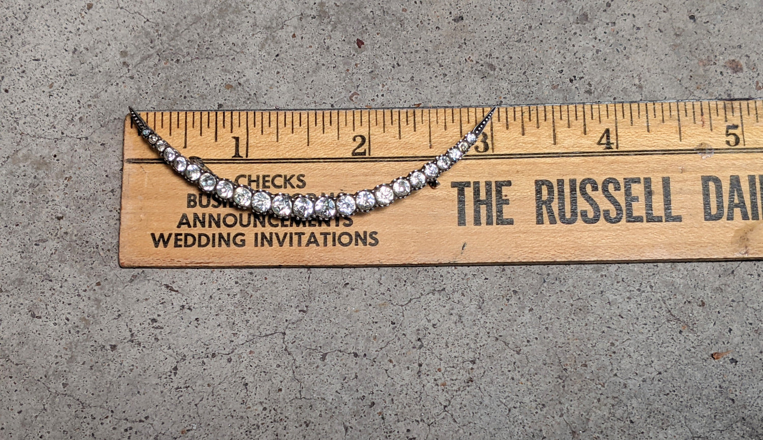 1900s-1910s Silver + Paste Moon Brooch in Box