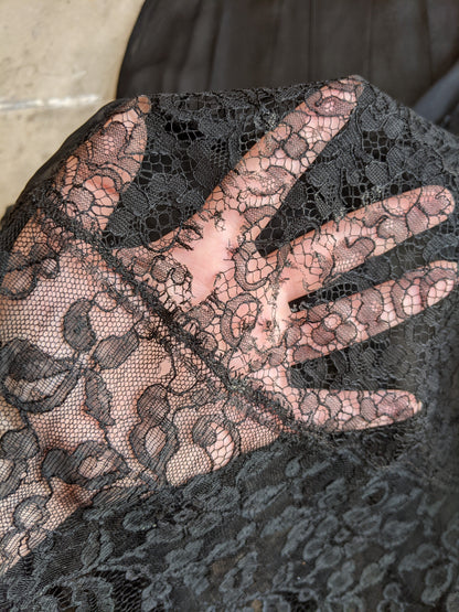 1930s Black Silk + Lace Dress