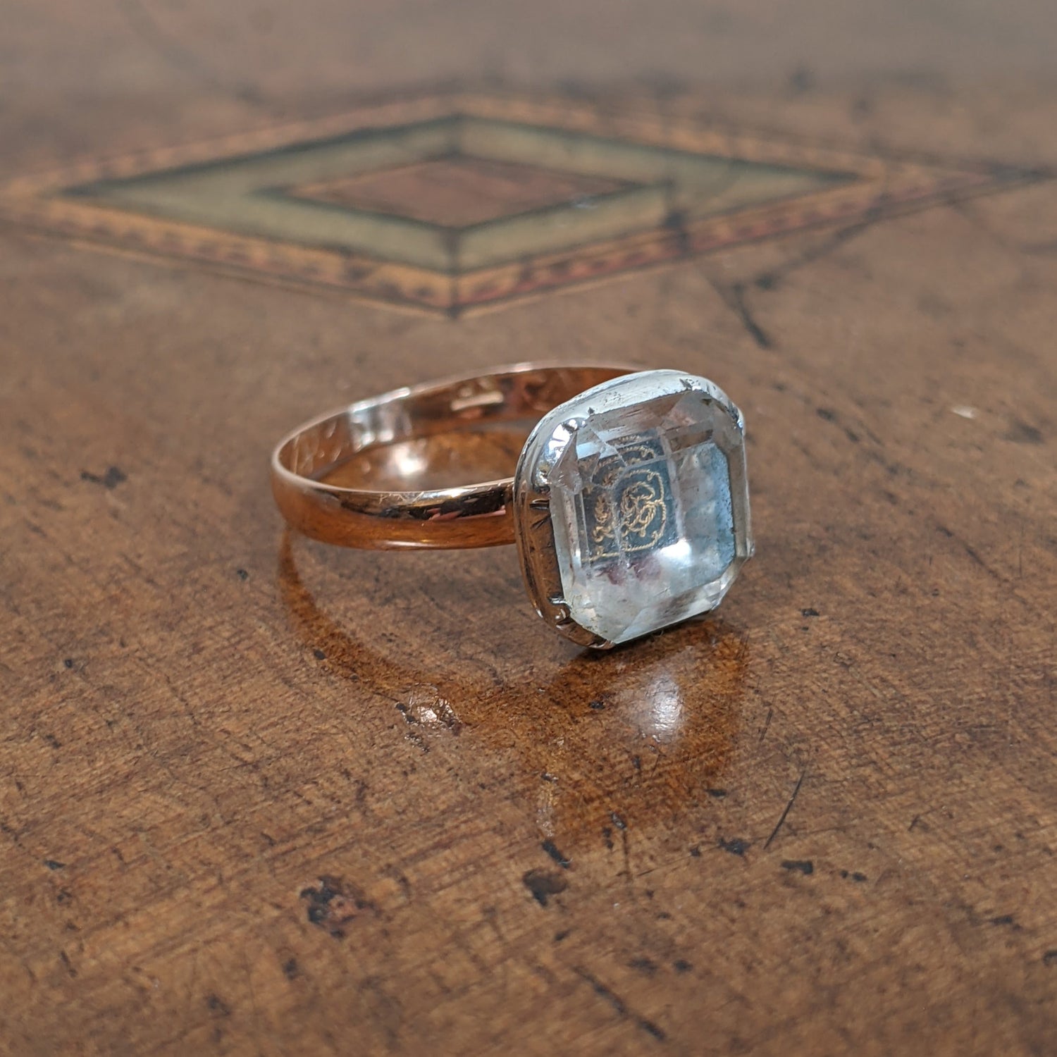 18th c Stuart Crystal Ring in Gold and Silver