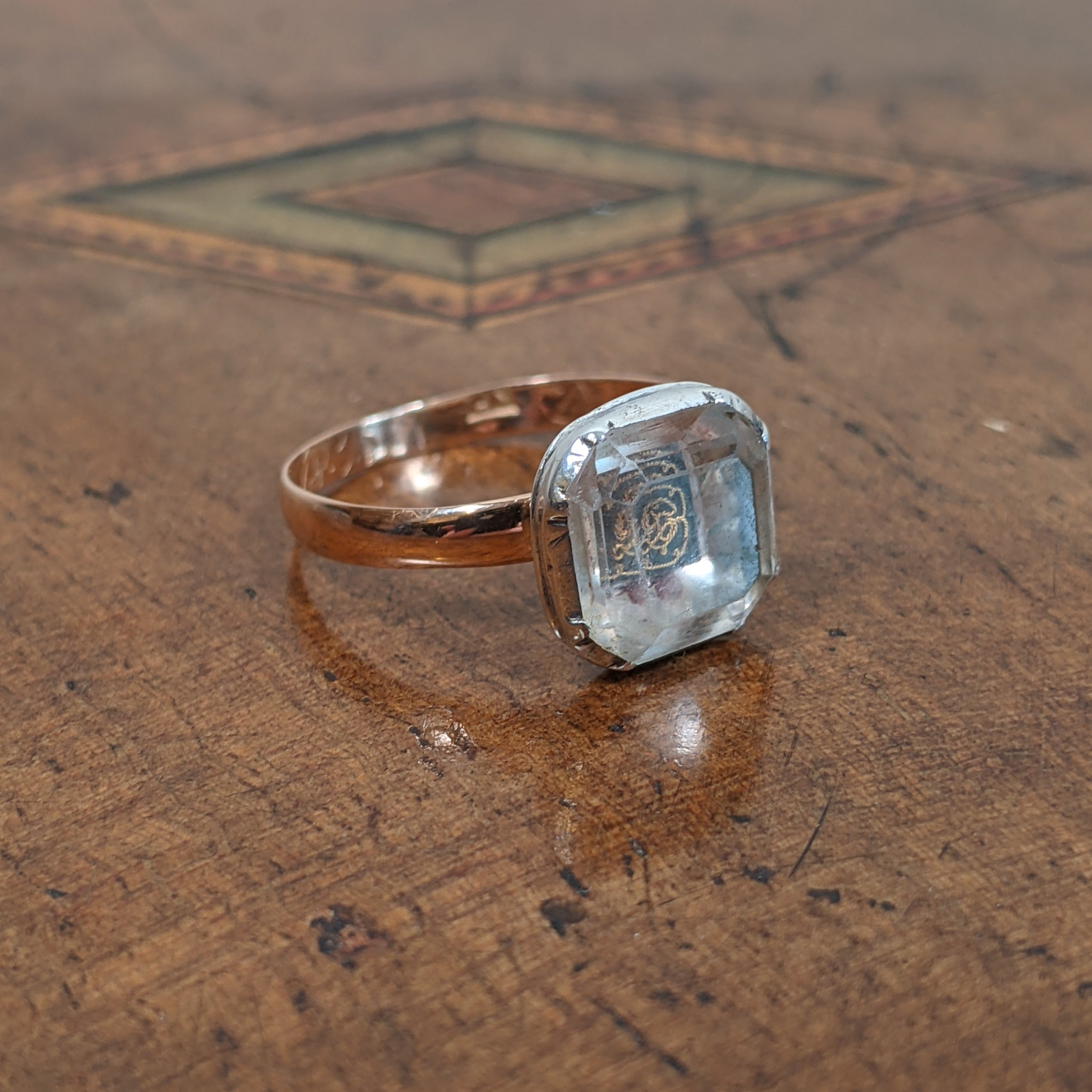 18th c Stuart Crystal Ring in Gold and Silver