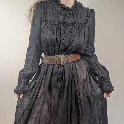 1900s Black Cotton Wrapper Dress