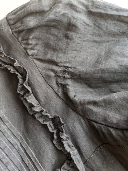 1900s Black Cotton Wrapper Dress