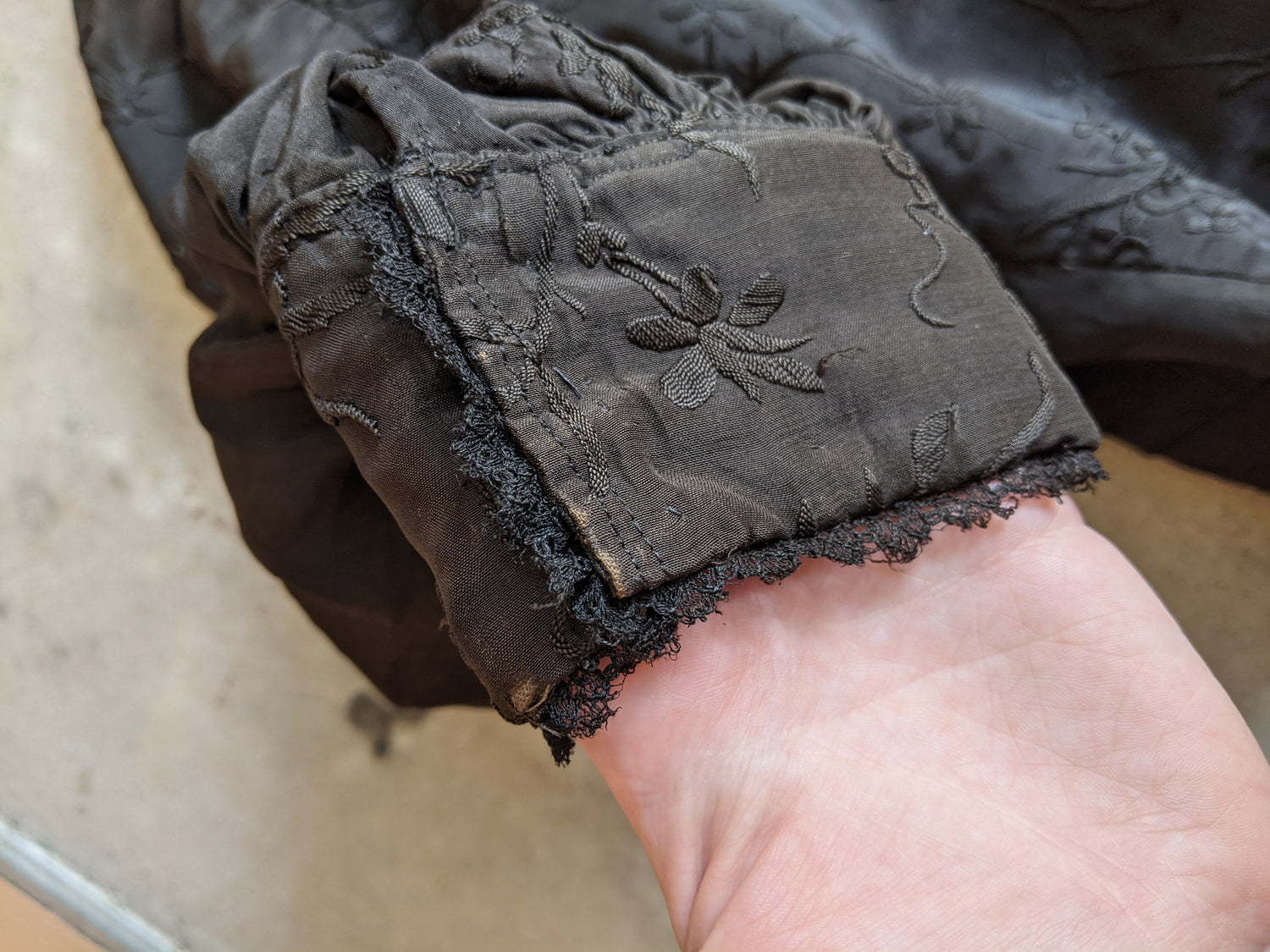 1900s Black Silk Bishop Sleeve Wrap Blouse