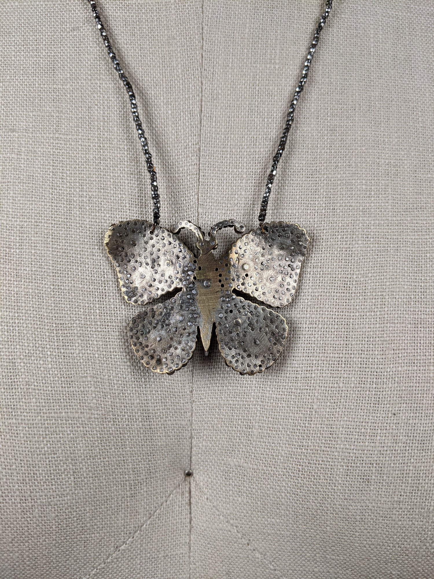 19th c. Cut Steel Butterfly Necklace