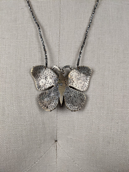 19th c. Cut Steel Butterfly Necklace