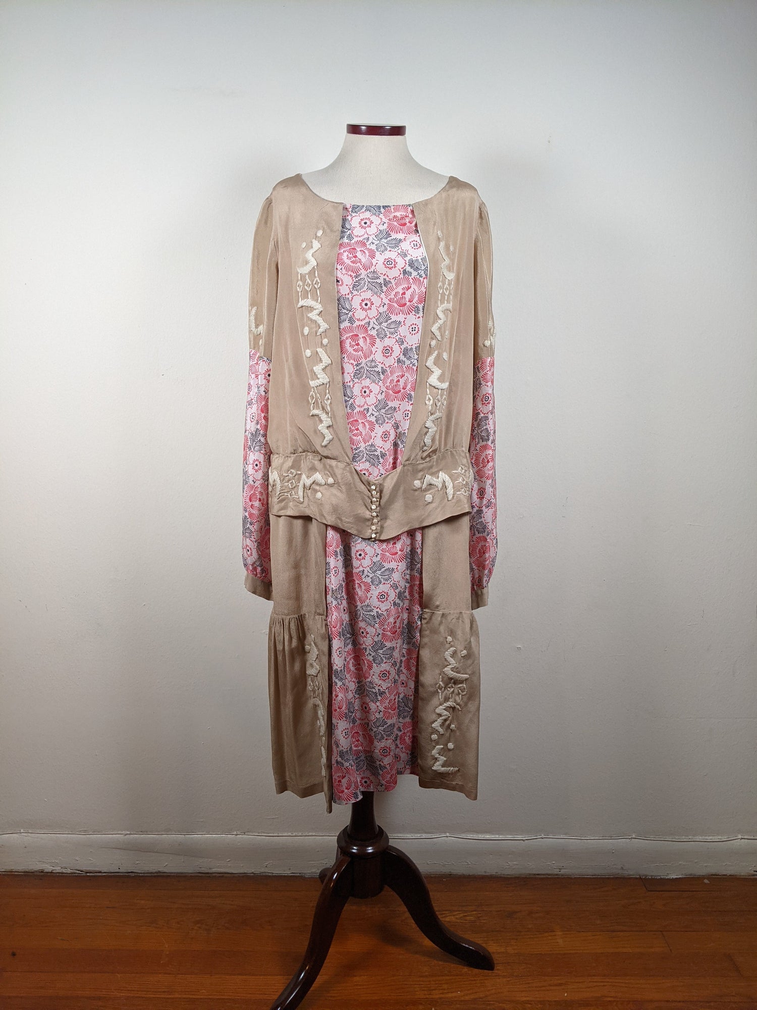 1920s Silk Floral Dress