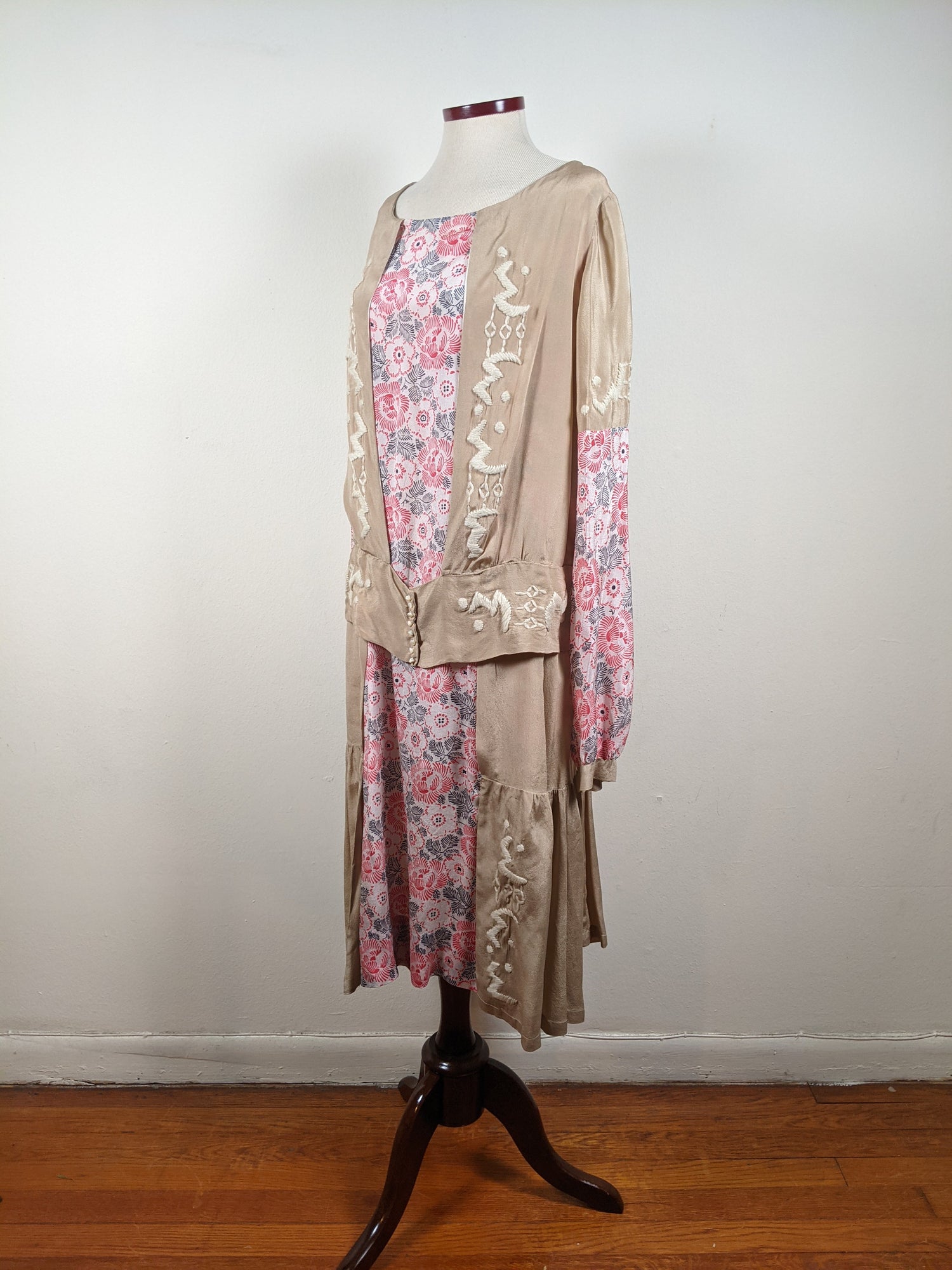 1920s Silk Floral Dress
