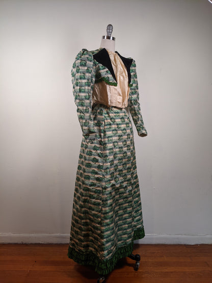 1890s Green Leaf Pattern Dress | Study + Display