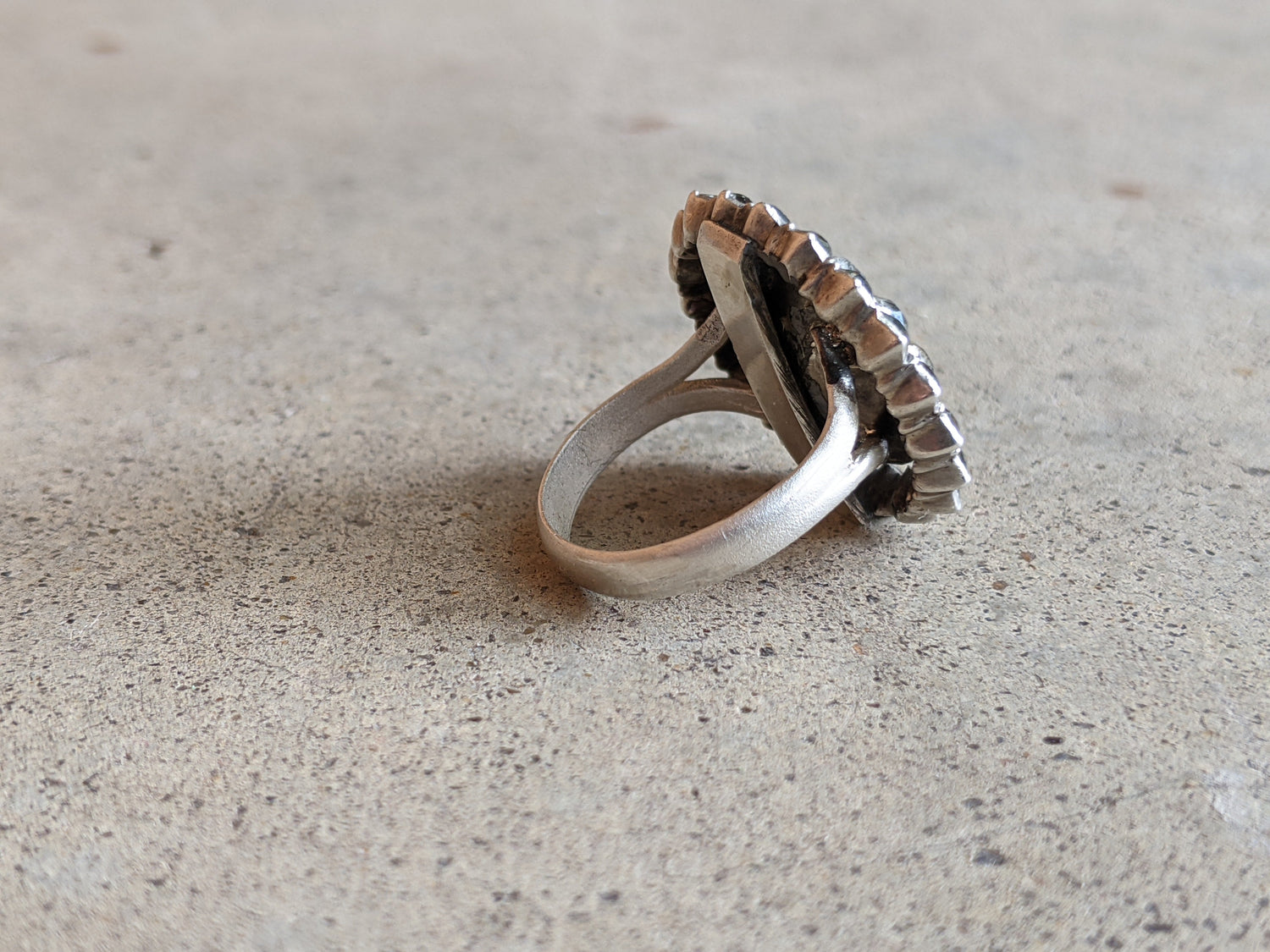 Early 19th c. Black Dot Paste Silver Ring