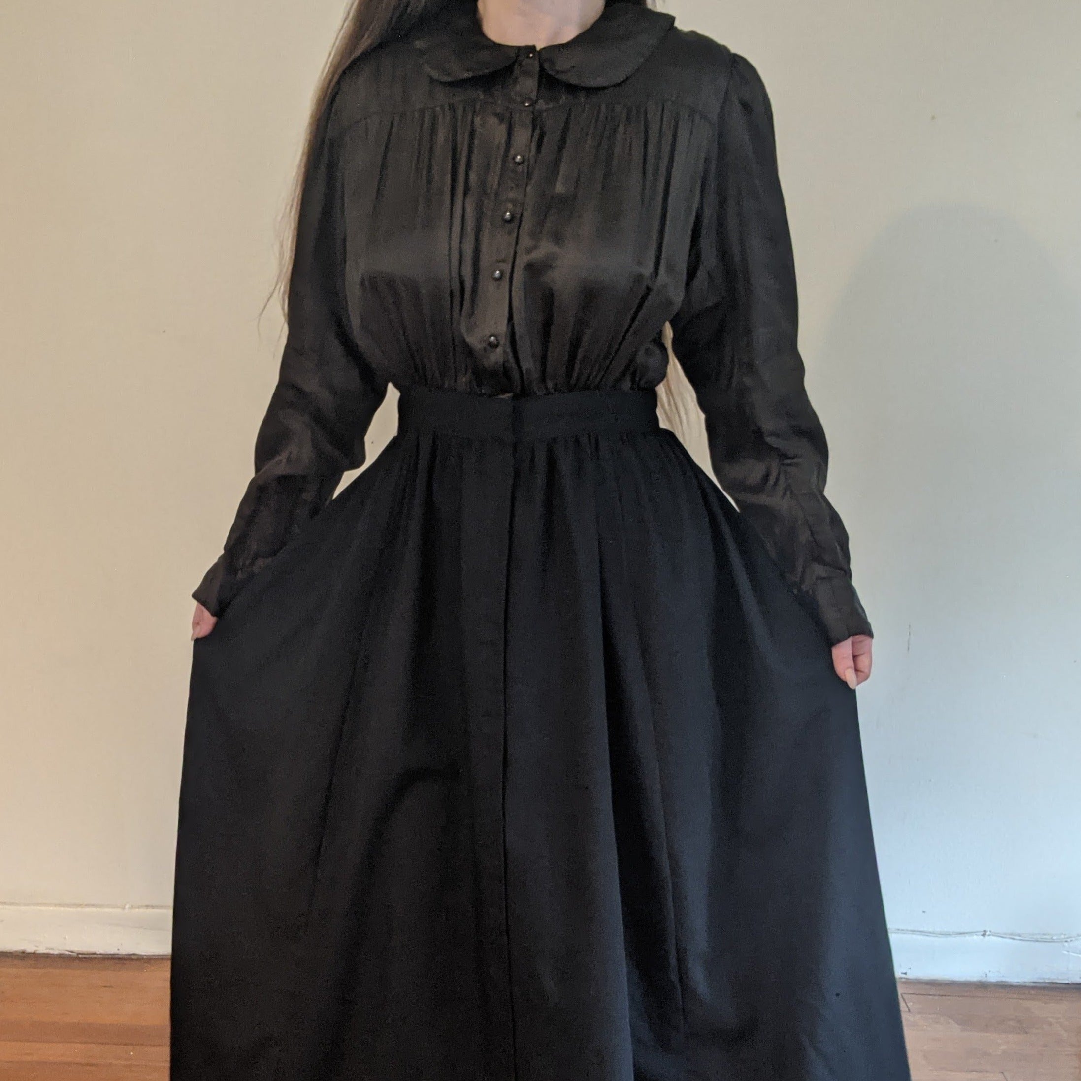 1910s Black Silk + Wool Dress