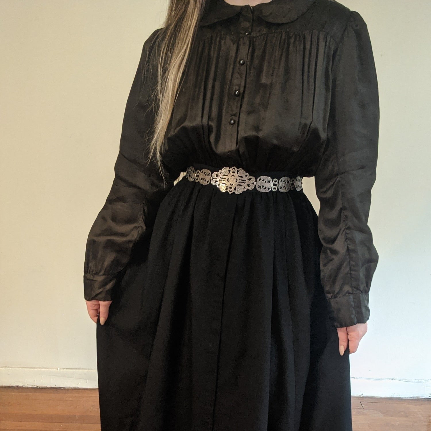 1910s Black Silk + Wool Dress