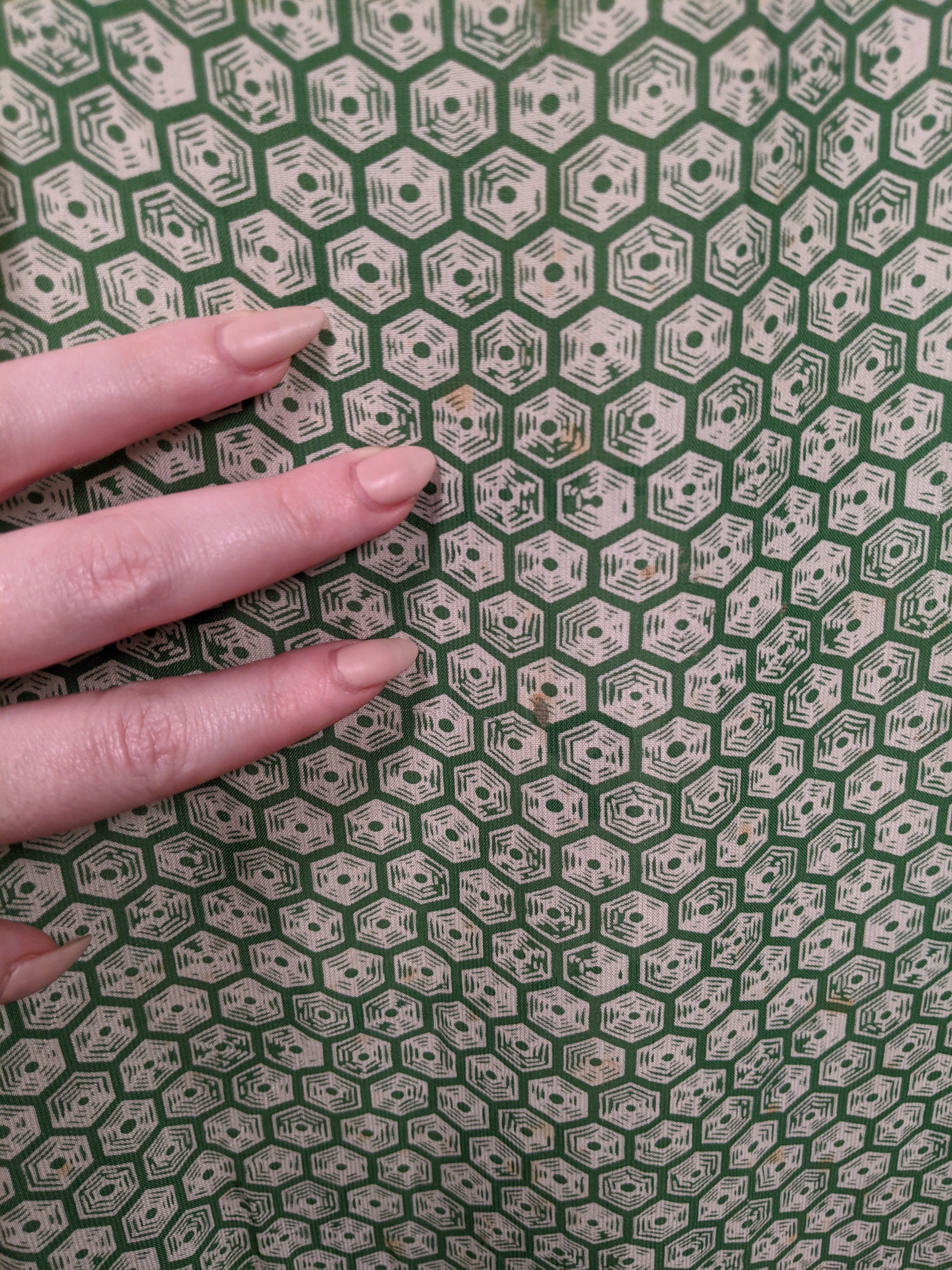 1930s Rayon Spiderweb Novelty Print Dress