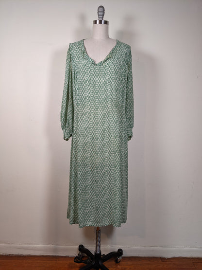 1930s Rayon Spiderweb Novelty Print Dress