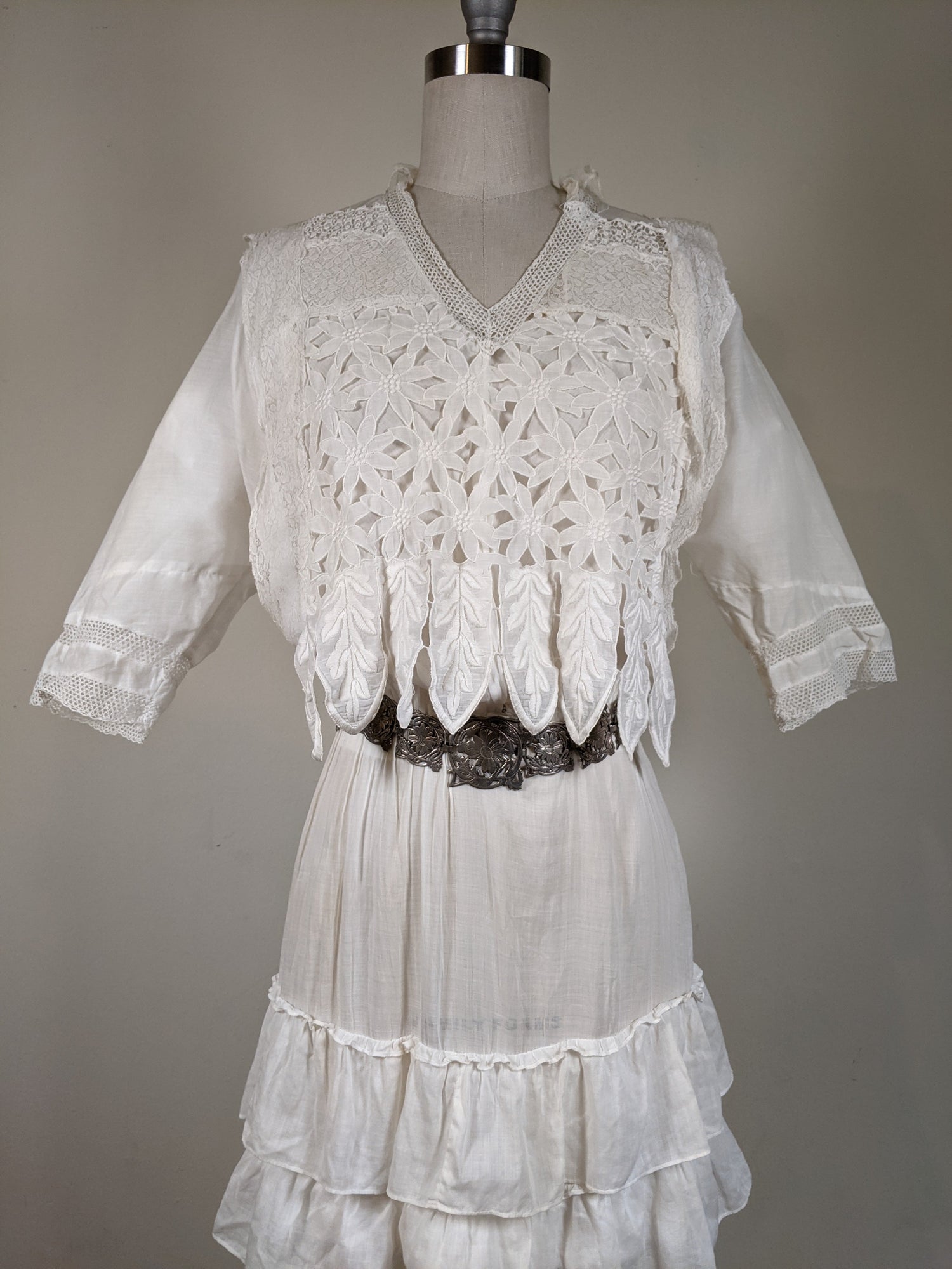 1910s Flower Motif Lingerie Dress