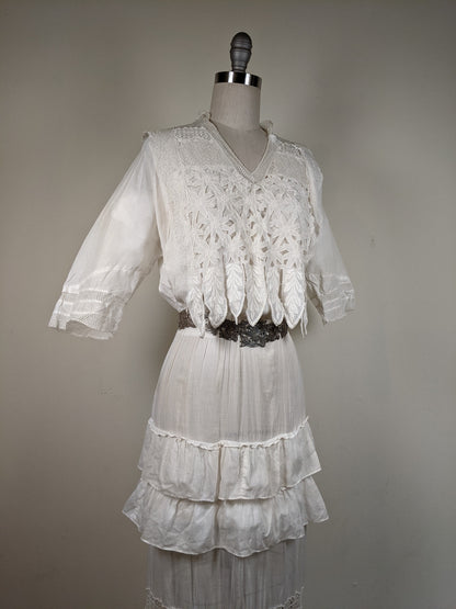 1910s Flower Motif Lingerie Dress