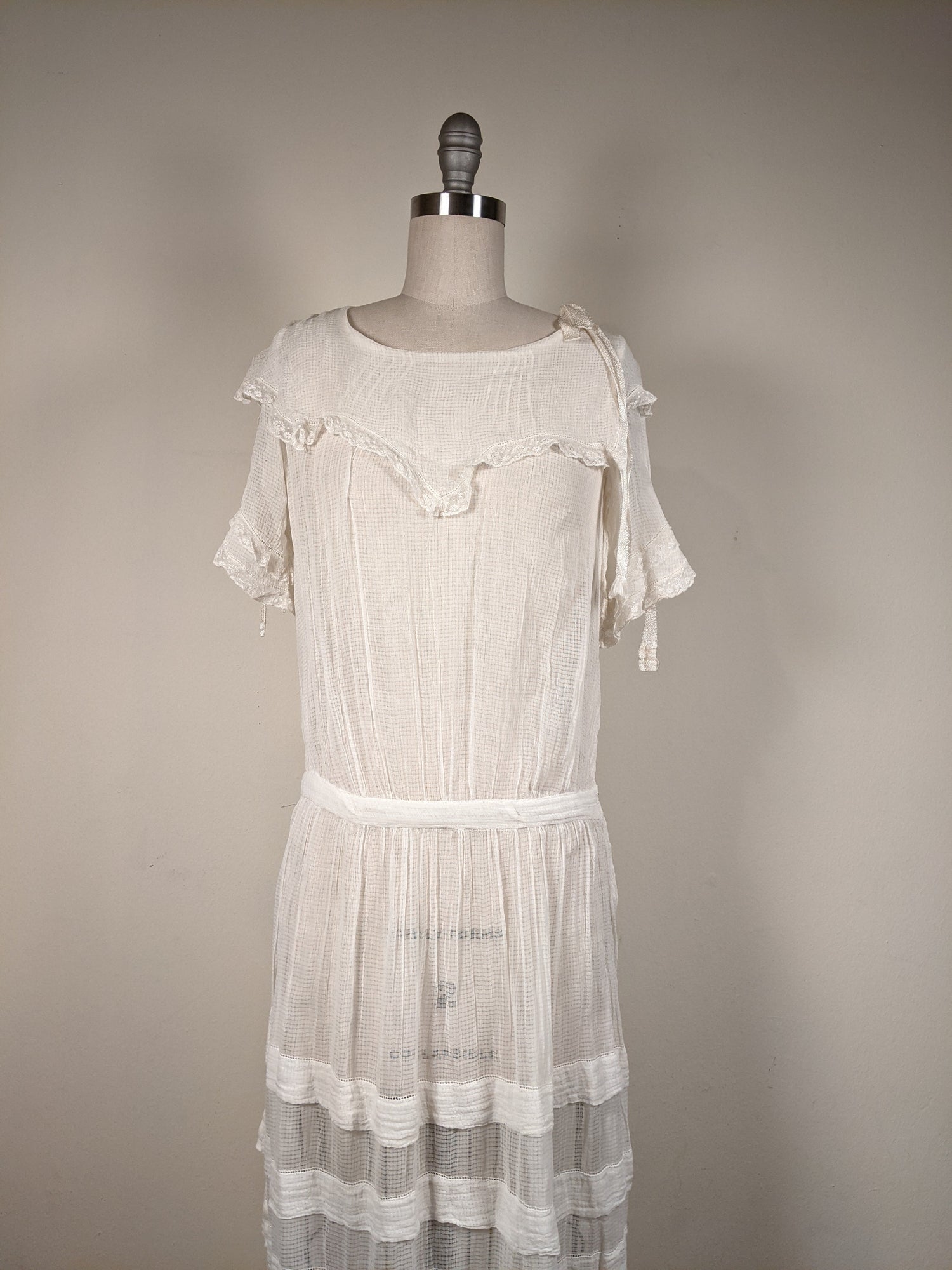 C. 1920s Cotton Gauze Dress