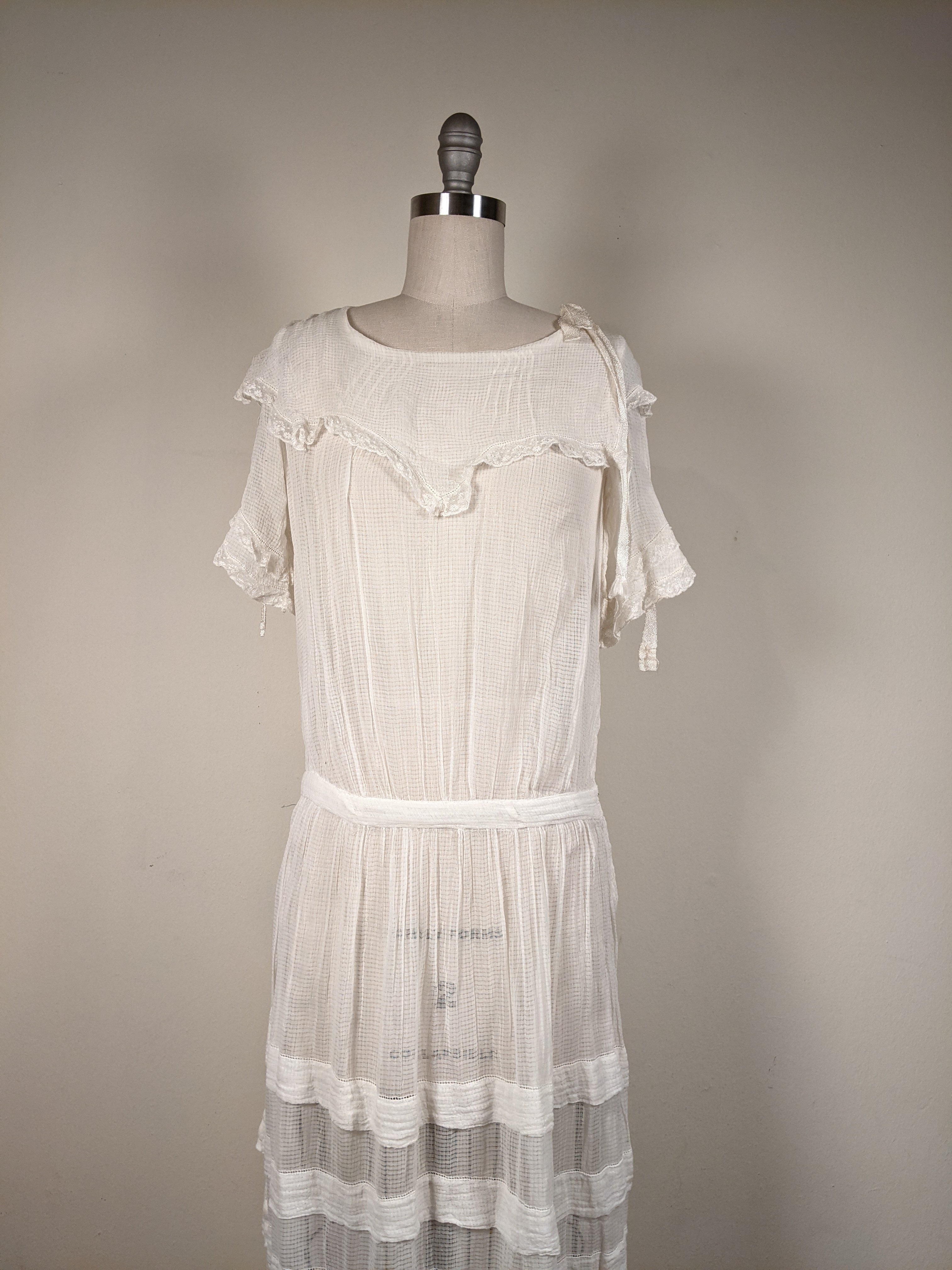C. 1920s Cotton Gauze Dress