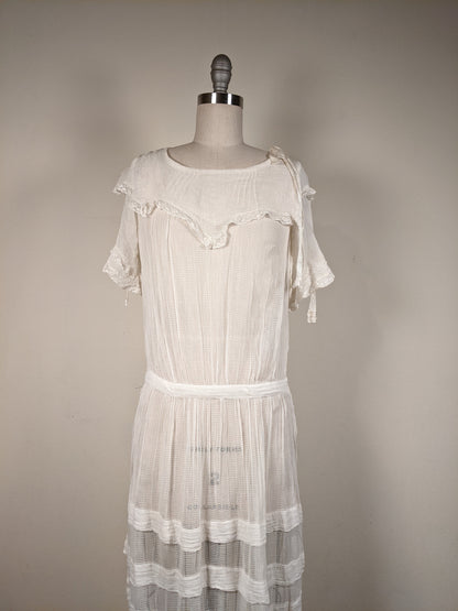 C. 1920s Cotton Gauze Dress