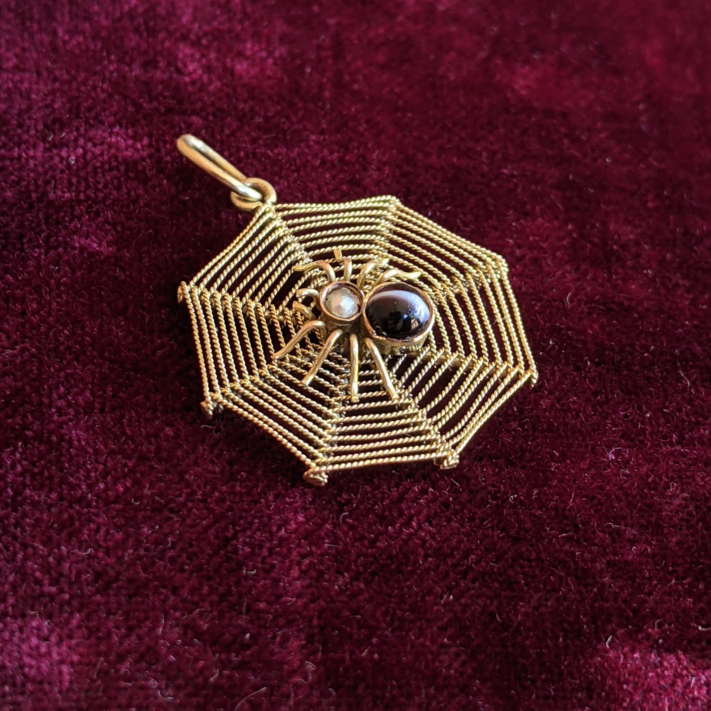 1900s 9k Gold Spider Web Pendant