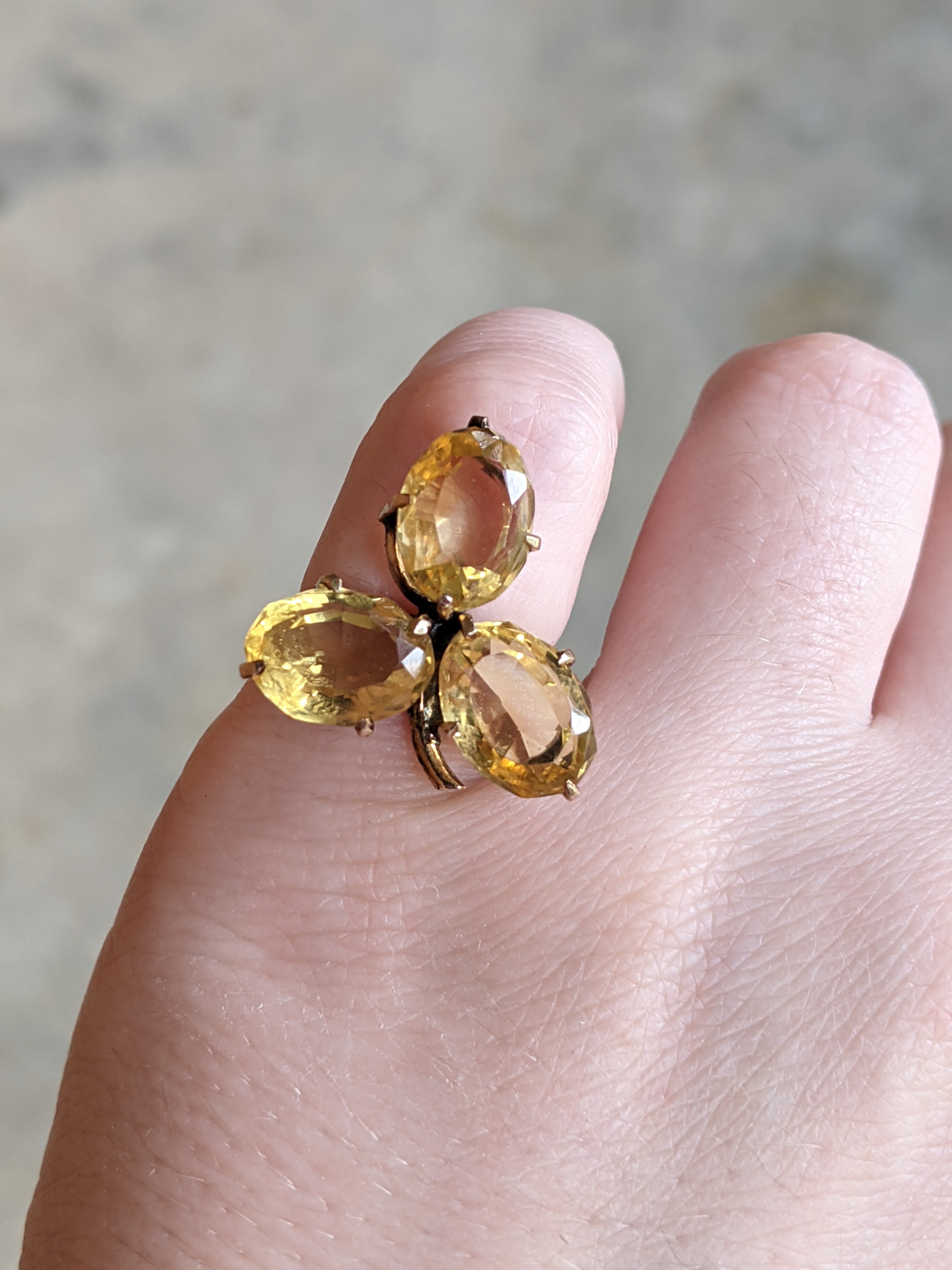 19th C. 10k Gold + Citrine Shamrock Ring