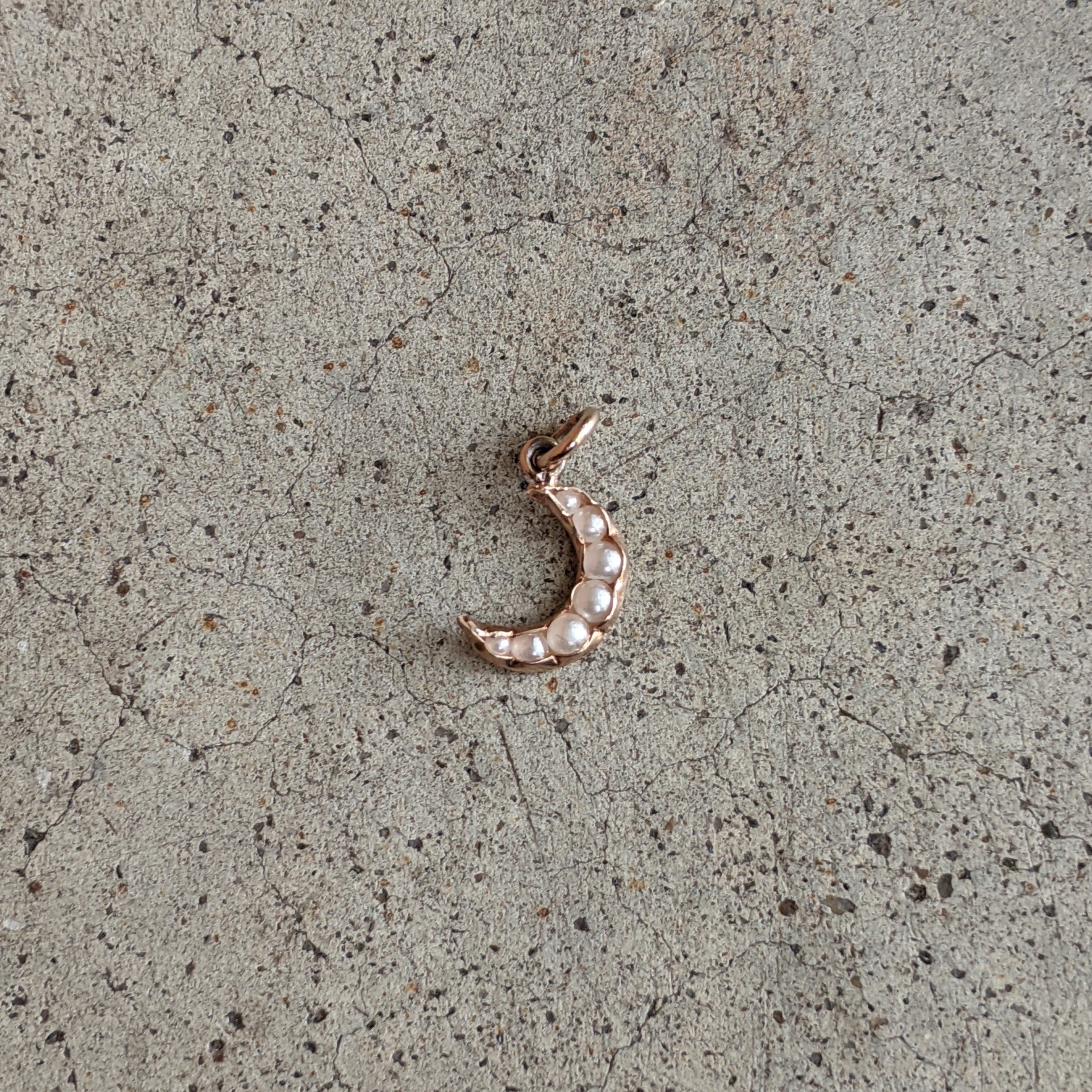 1910s Crescent Moon Seed Pearl Charm