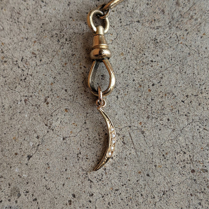 1910s 10k Seed Pearl Moon Charm