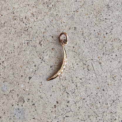 1910s 10k Seed Pearl Moon Charm