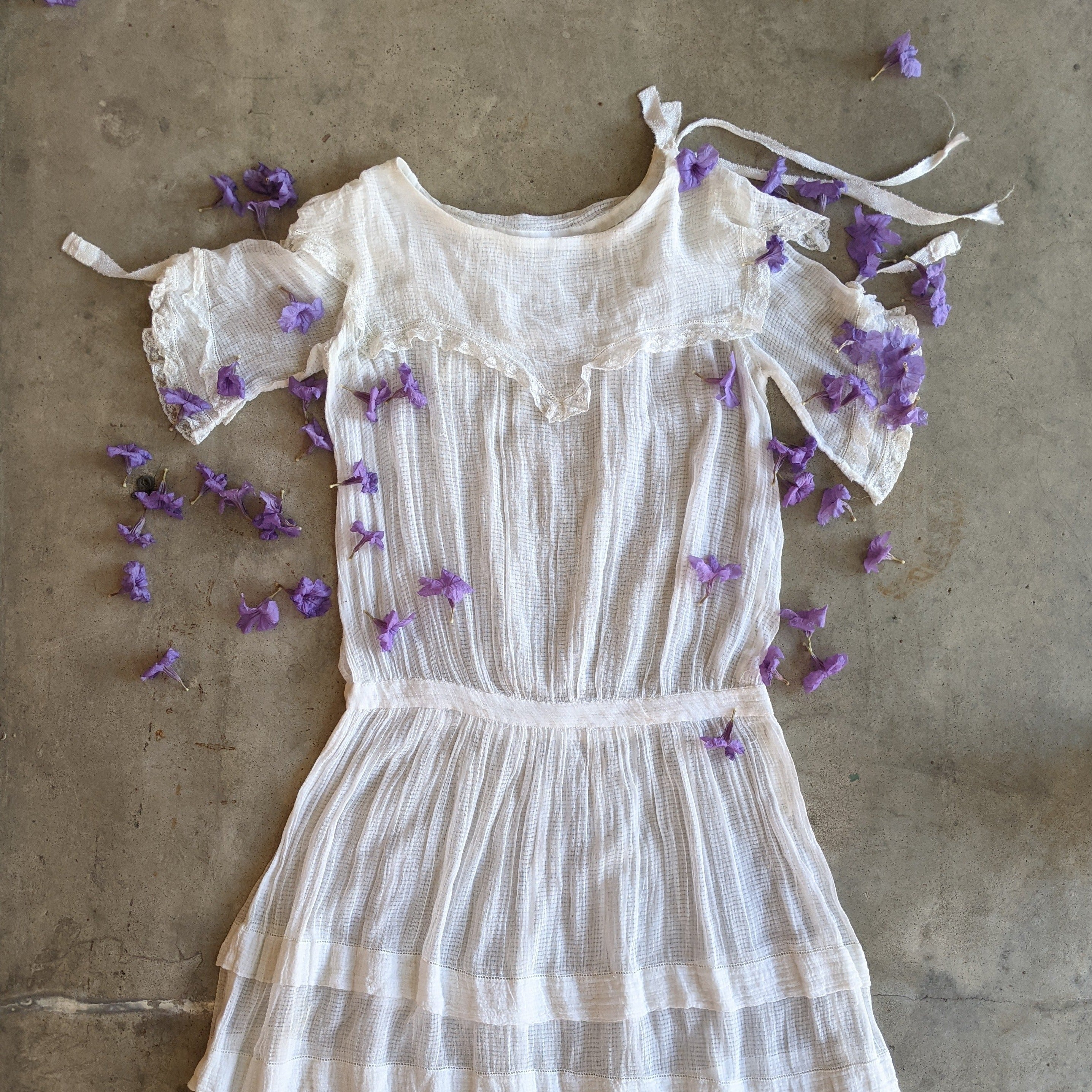 C. 1920s Cotton Gauze Dress