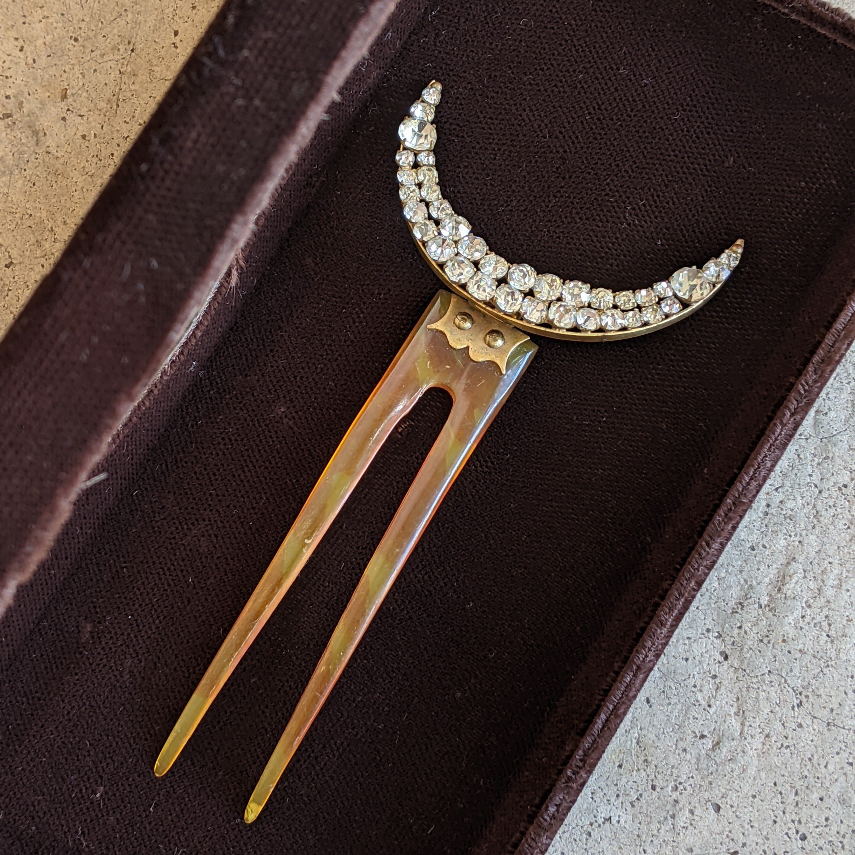 1900s Crescent Moon Goddess Diana Hair Comb