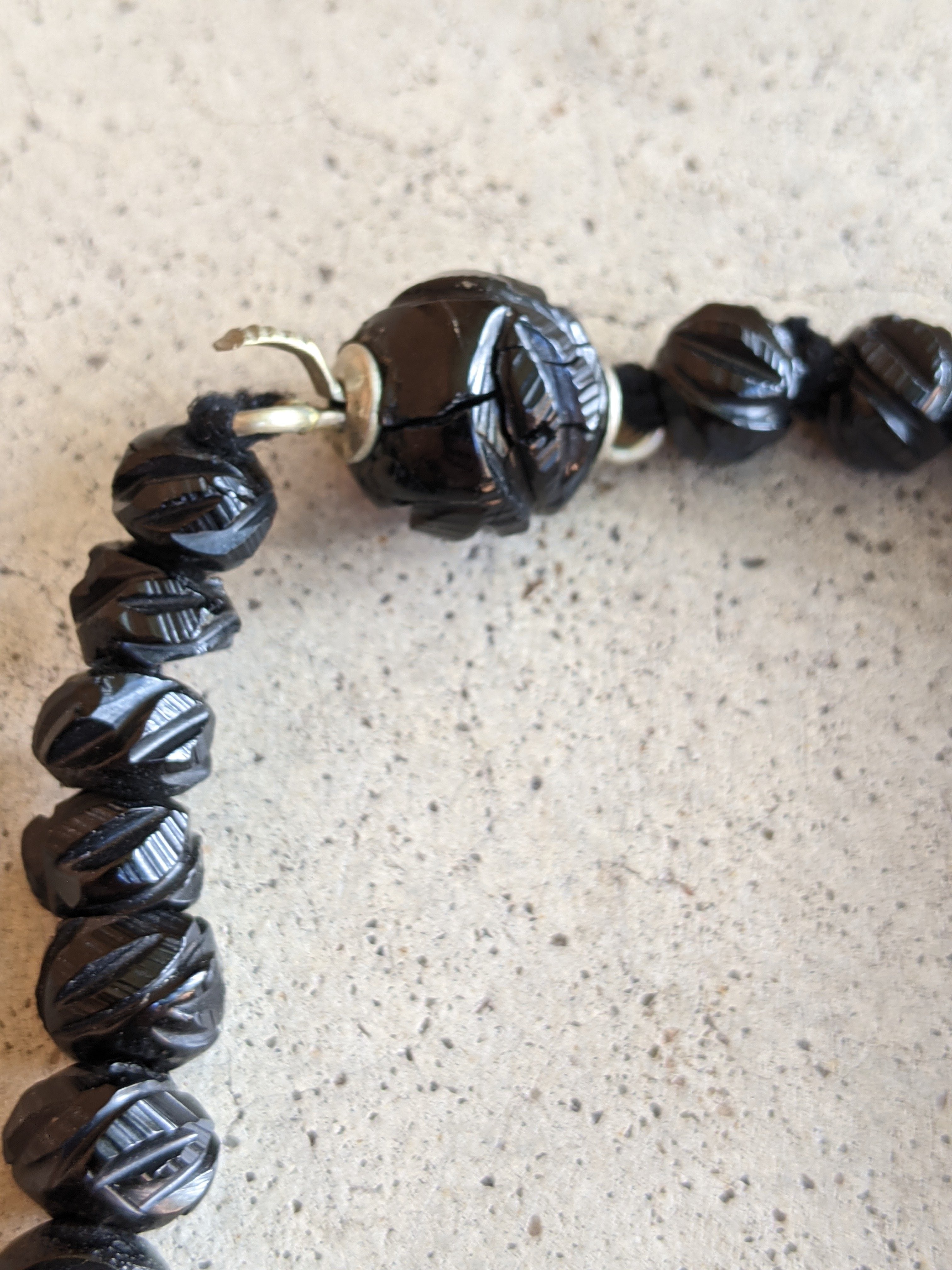 c. 1860s Carved Jet Bead Necklace
